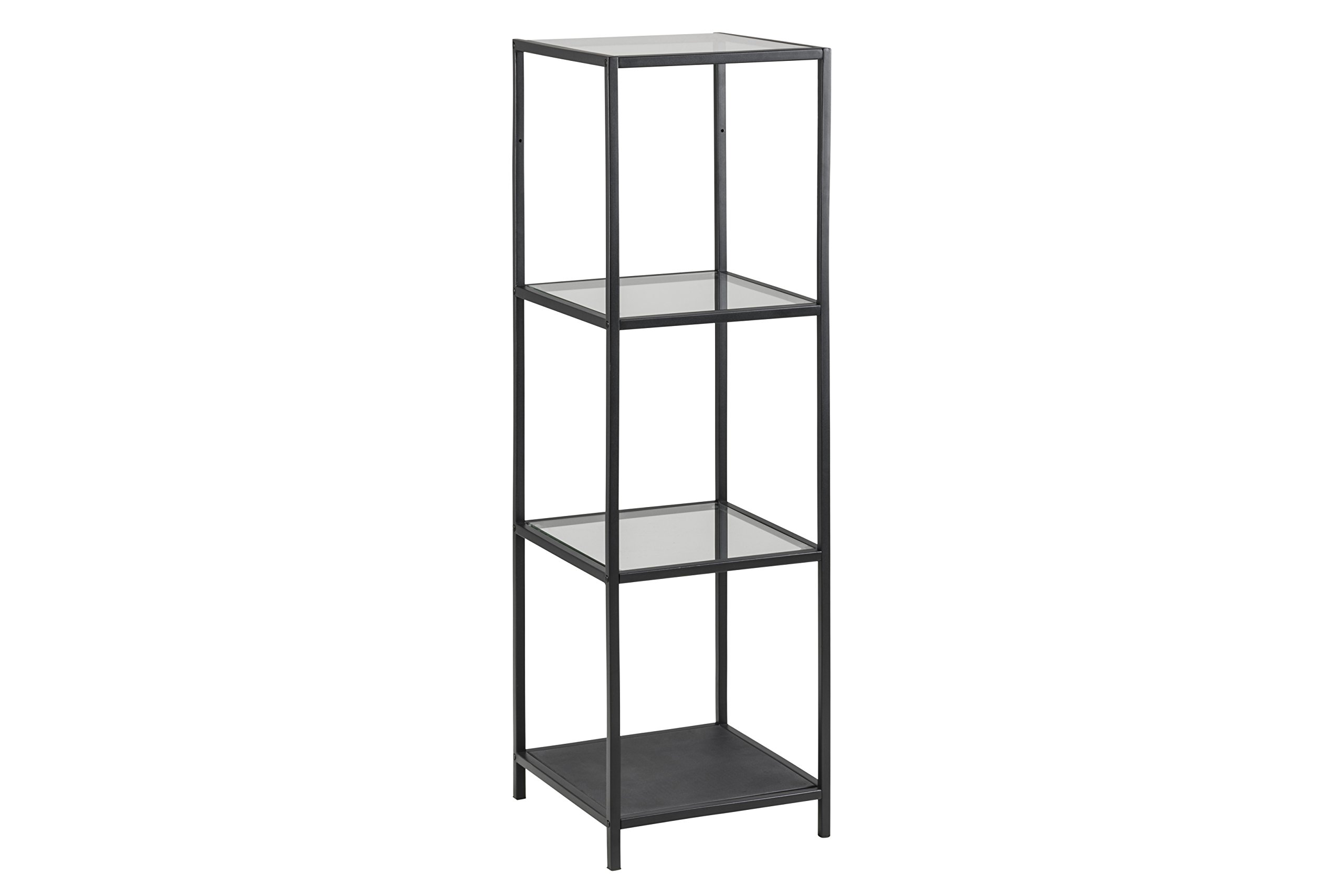 AC Design FurnitureJörn Metal Bookcase with 3 Shelves, Glass Shelf, Storage Shelf for Living Room, Home Office Furniture, Bedroom Furniture, Easy Assembly, H: 119, 5 x W: 33,7 x D: 31,7 cm