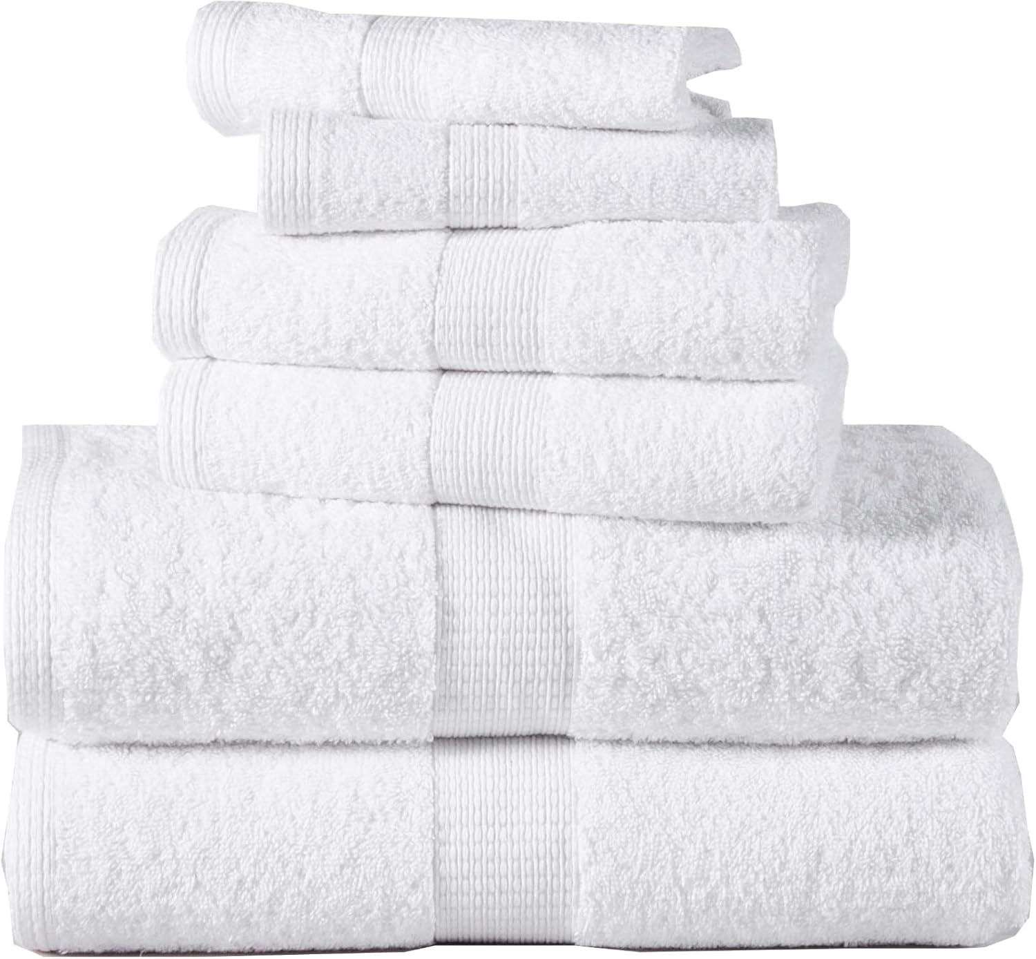 White Bath Towels for Bathroom Set100 Cotton 6 PC Bathroom Towels