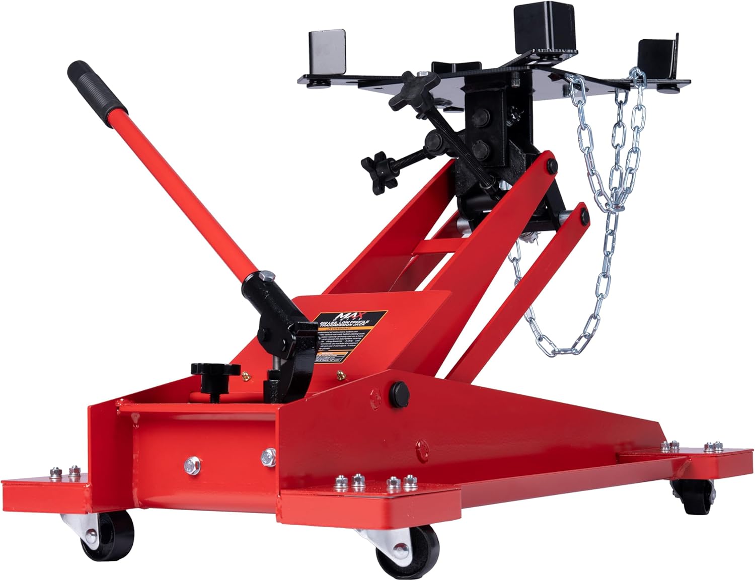 800 lbs Adjustable Hydraulic Transmission Jack – Low Profile Telescoping Floor Lift with 360° Swivel Casters, Heavy-Duty Steel Construction