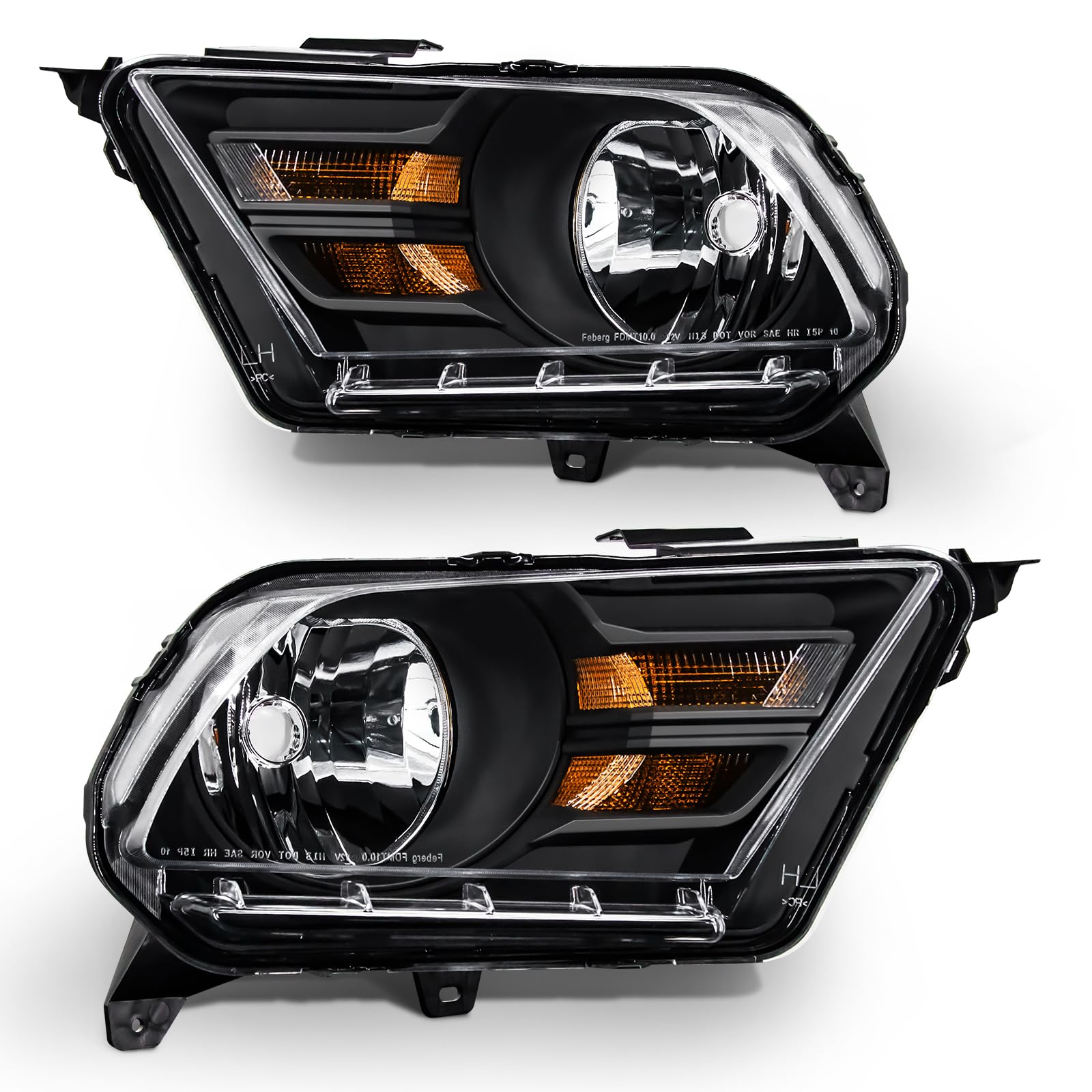 ADCARLIGHTS Headlight Assembly for 2010-2014 Mustang