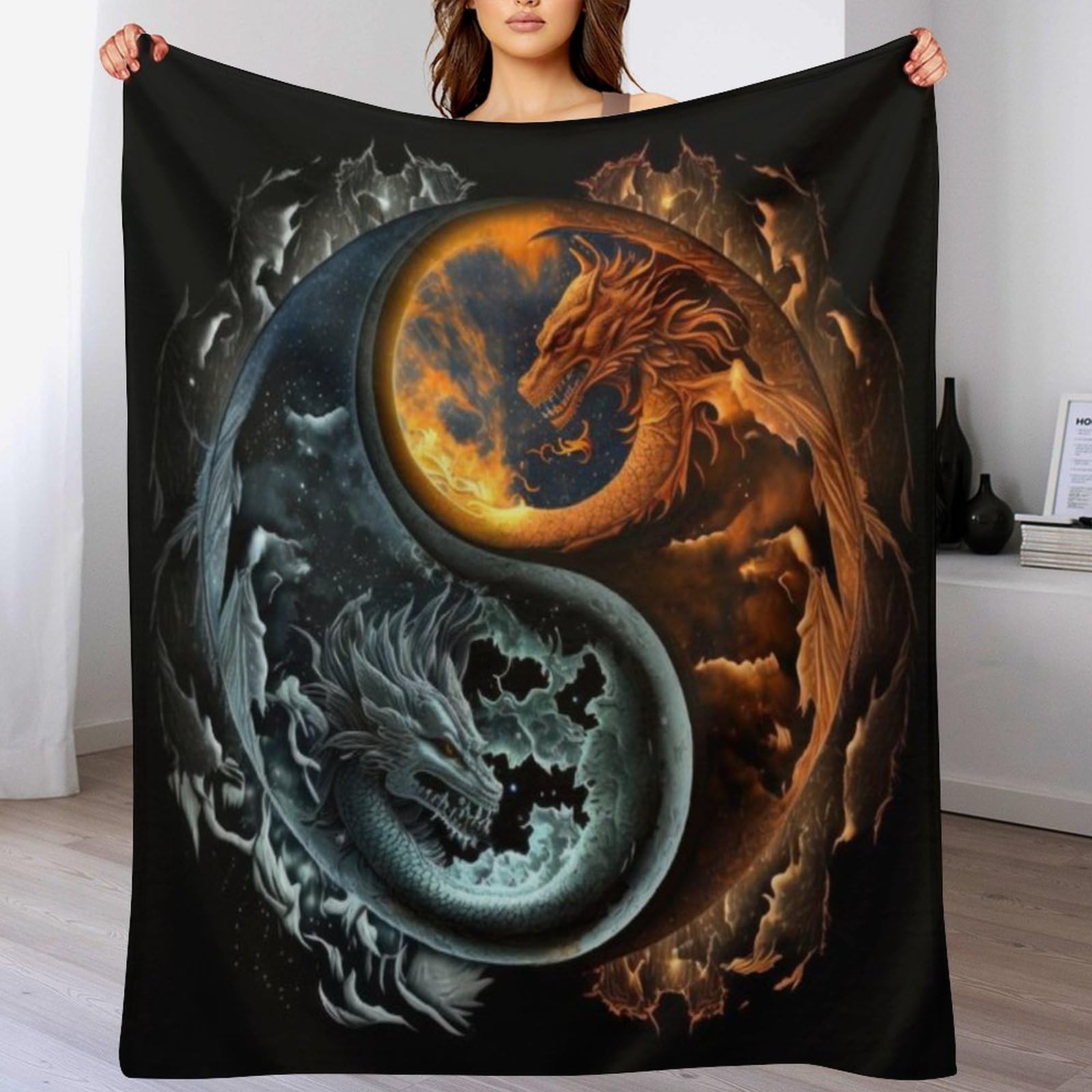 Dragon plaid couverture polaire 140x180cm pour canapé et lit