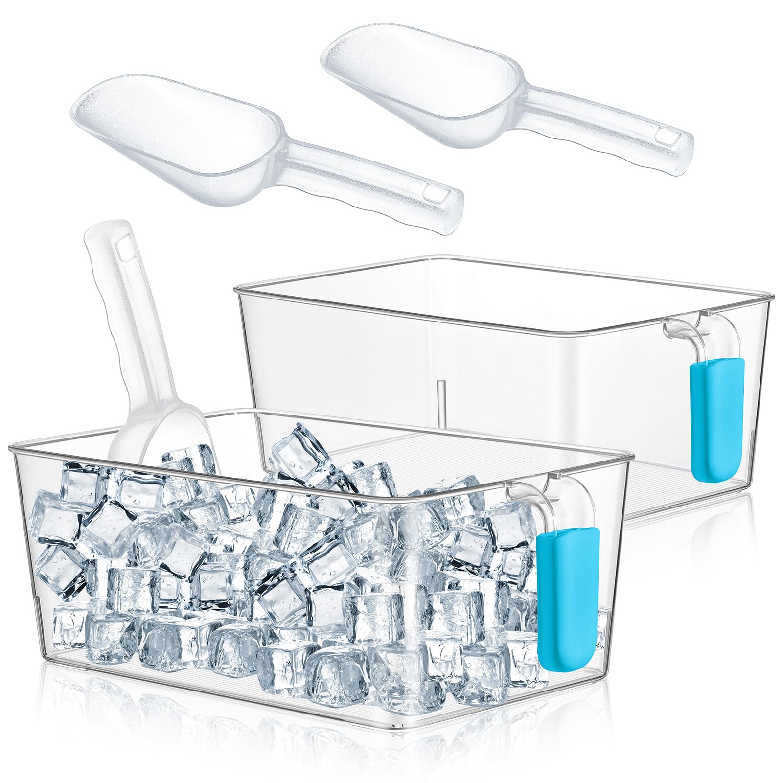 Havawish Ice Storage Bin and Flexible Scoop Set Plastic Freezer Bin