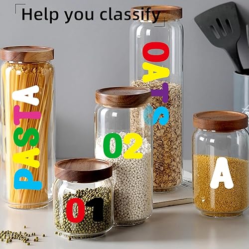 Miniatura 4 de Starboling Calcomanías de letras, 2 pulgadas, 16 hojas de calcomanías multicolor del alfabeto, calcomanías de vinilo autoadhesivas, números de
