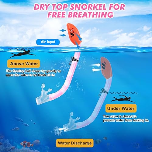 Miniatura 4 de Juego de esnórquel para niños, máscara de buceo antivaho para niños, gafas de natación, equipo de esnórquel con parte superior seca, paquetes de