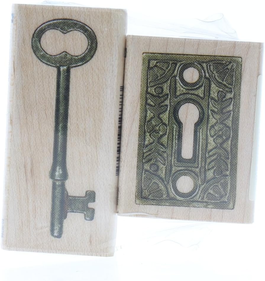 Inkadinkado Wood Stamp Set, Lock 'n Key