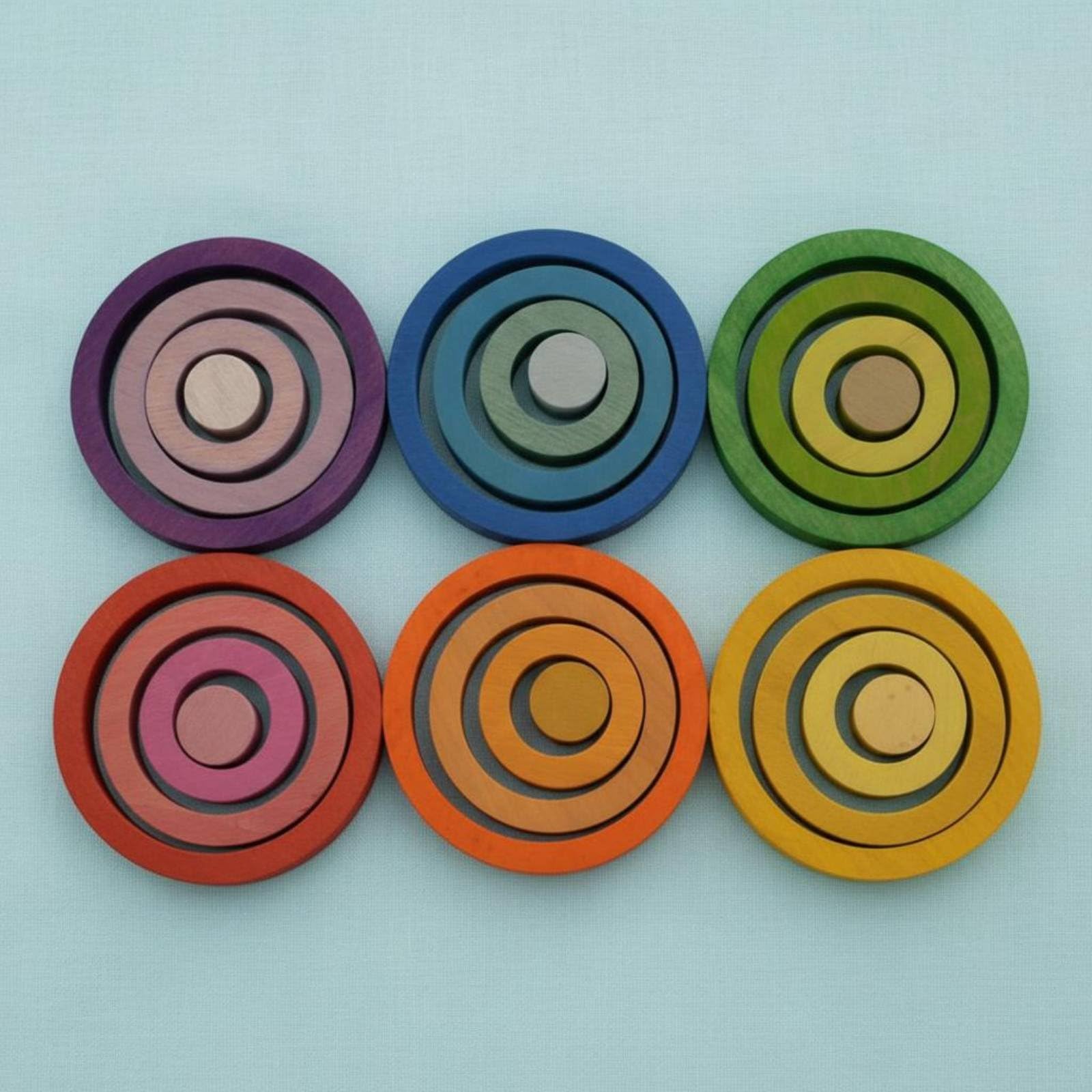 Aros Apilables para Niños Juguete Educativo de Madera Puzzle de Discos Torre de Anillos Juego de Apilar Beech Liso para Aprendizaje Táctil y