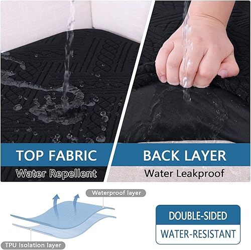 Miniatura 4 de hyha Fundas de cojín impermeables para sofá, fundas impermeables para sofá modular para sofá de mascotas, fundas elásticas para sofá y mascotas,