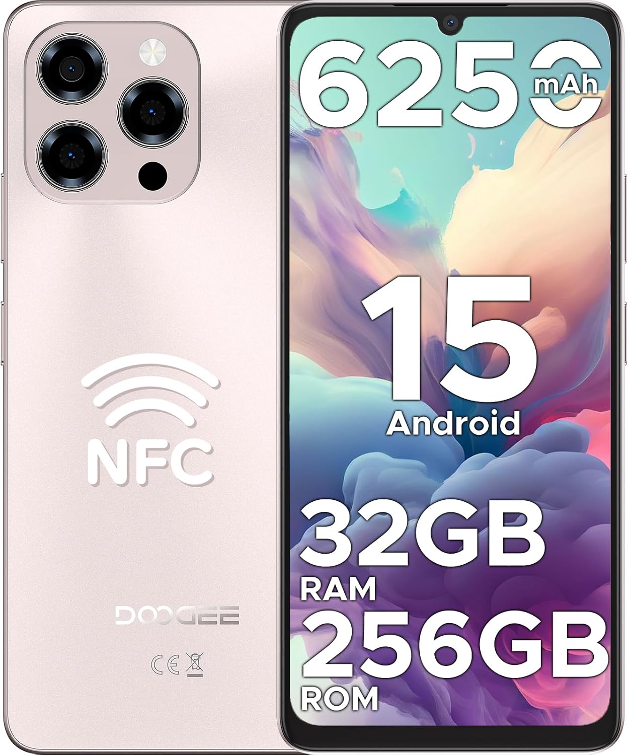 DOOGEE Note 58 Pro Mobile Phones, Android 15 Smartphone 2025, 6250mAh & 32GB+256GB 2TB TF, 6.75" HD+ 90Hz Display, 4G Dual SIM Free Unlocked Phones, Widevine L1, Fingerprint/Face ID/OTG/GPS/