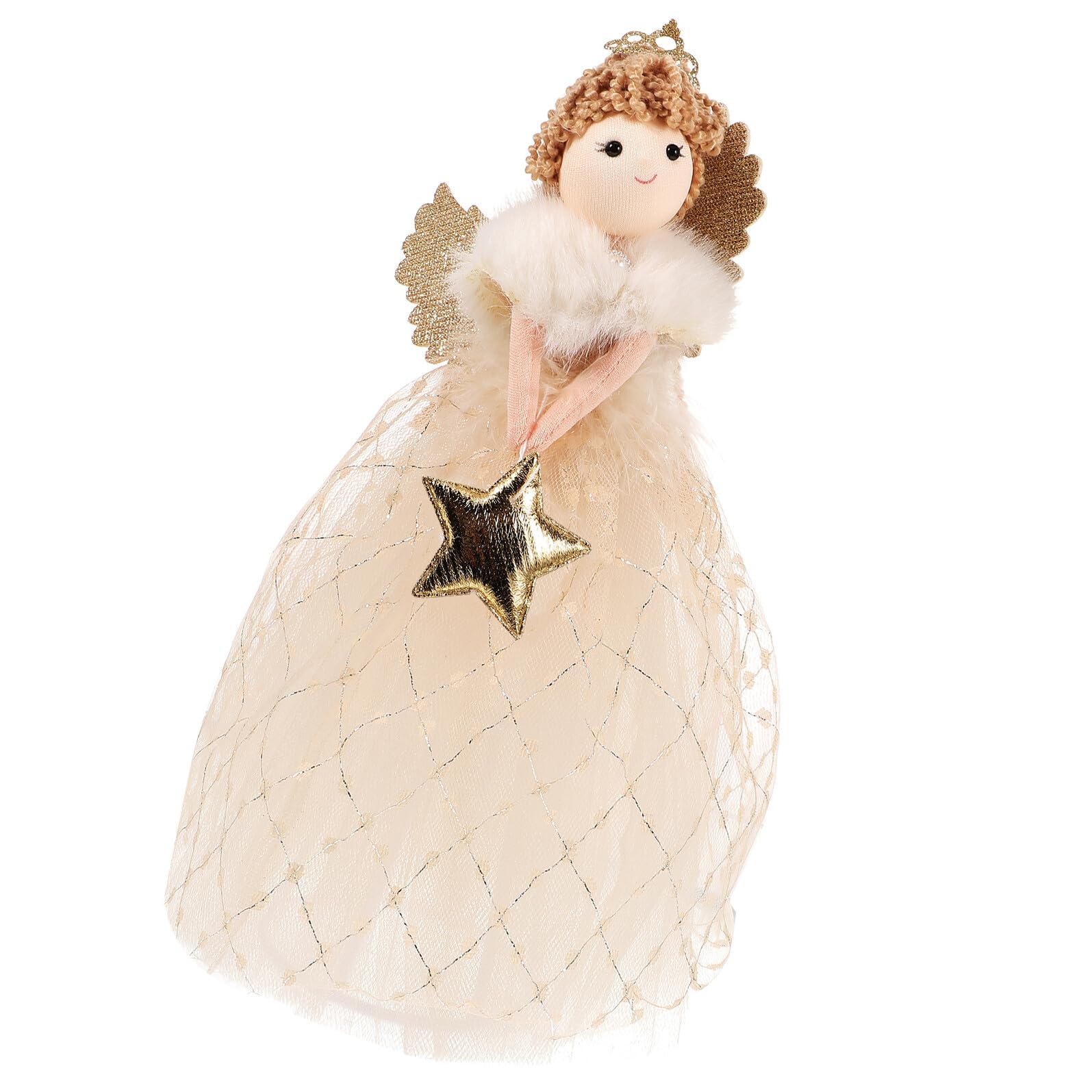 Tope Ángel Dorado de Estilo Caricatura: Figura Colgante para un Ambiente Navideño Encantador