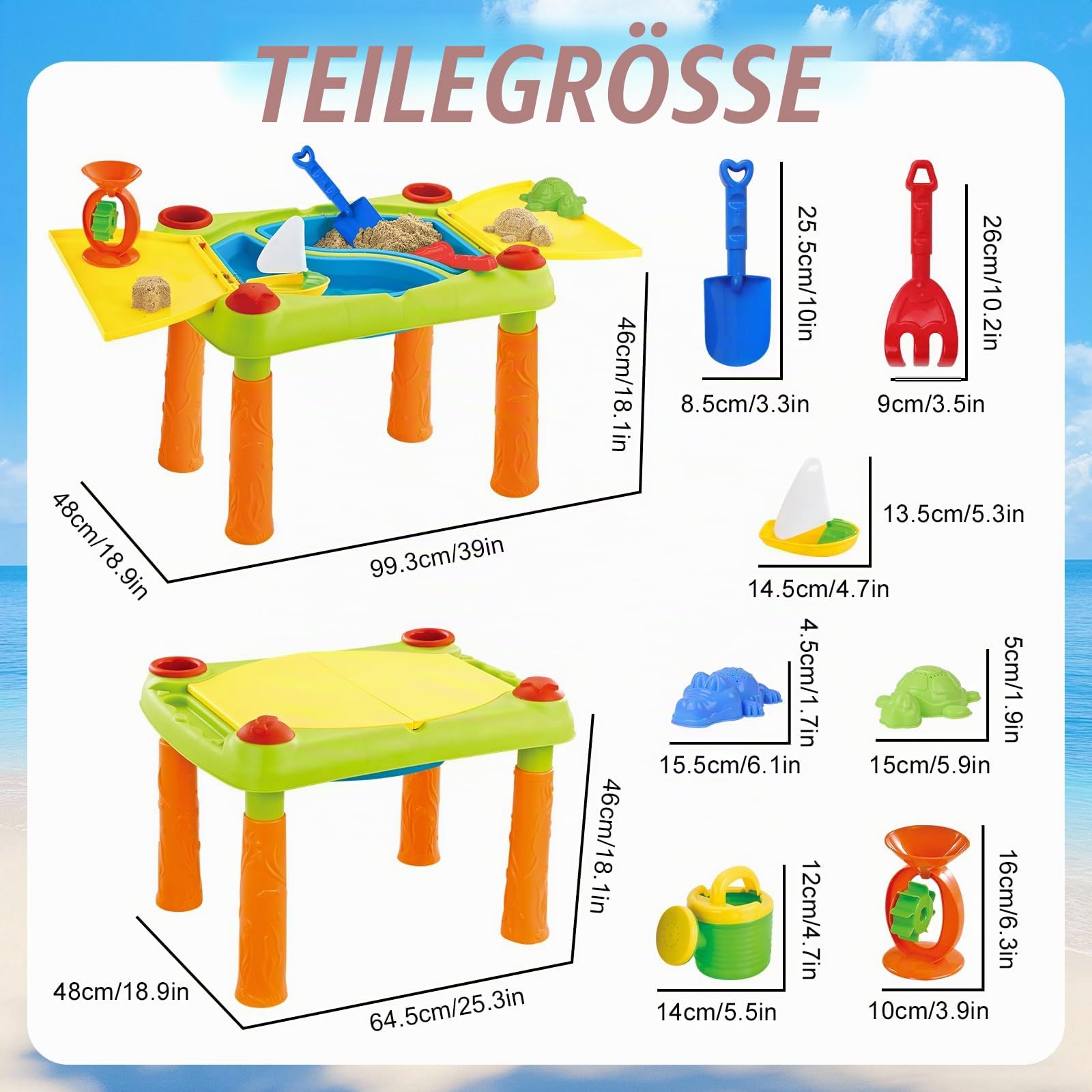 deAO Wasserspieltisch für Kinder, Outdoor & Indoor Kunststoff Wasserspielzeug mit Sandkasten Spielzeug Sicherheit & Kreativität, Multifunktional & Einfach zu Montieren,100 x 48 x 46 Centimeters