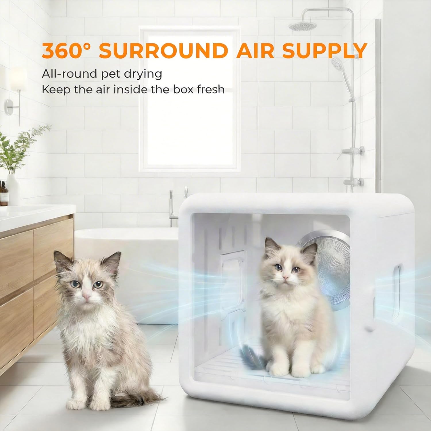 65L Automatic Dog Dryer Box with Smart Timer, Pet Dryer Box with 360° Warm braw and Ultra Quiet, Smart Temperature Control, Cat Dryer for Cat and Small Dogs