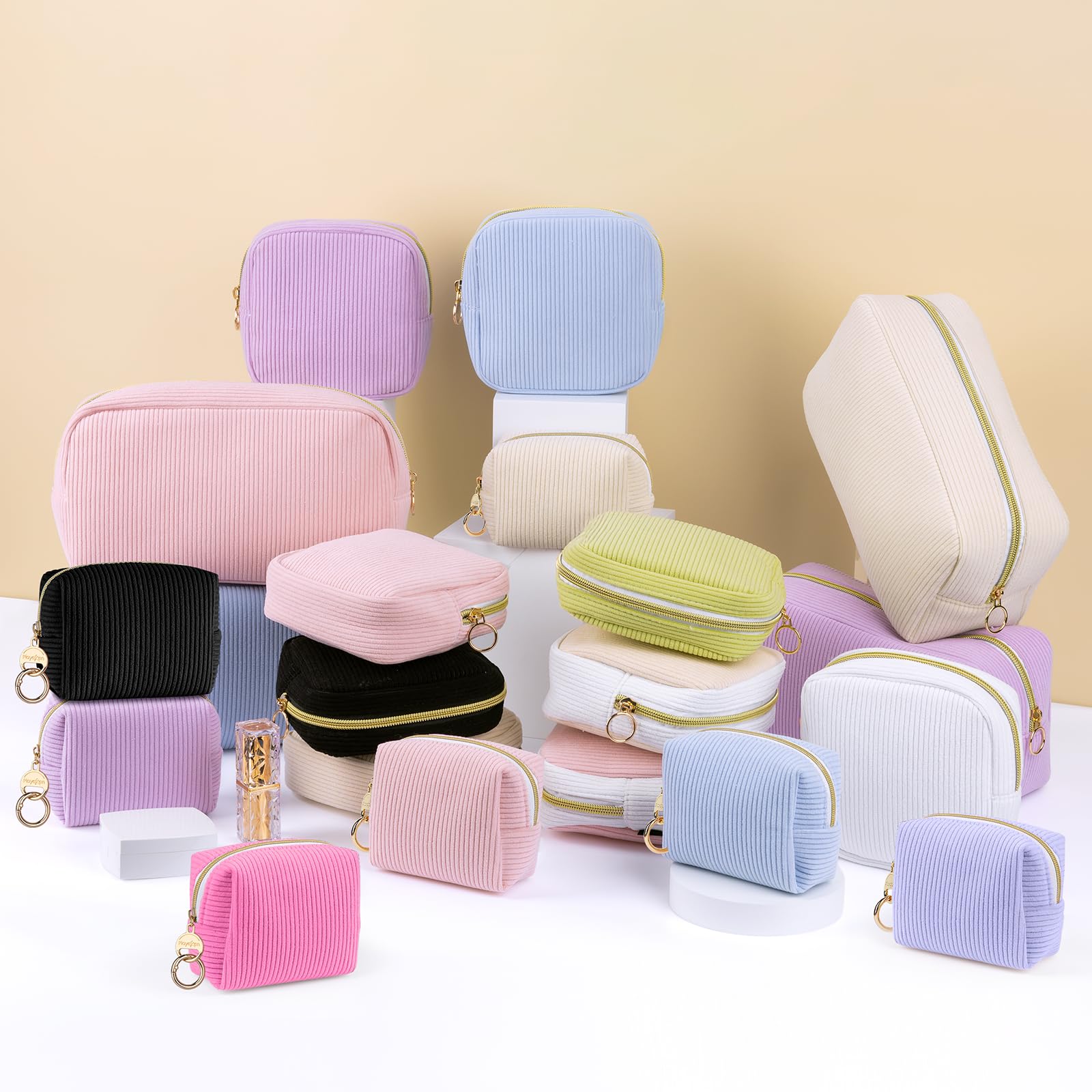 Mini Pochette Donna Trucchi Piccola Trousse da Borsetta Ragazza Beauty Case da Viaggio per Rossetti Organizer Borse da Cosmetic Portatile Portamonete in Velluto a Coste per Amica Compleanno(Viola-A)