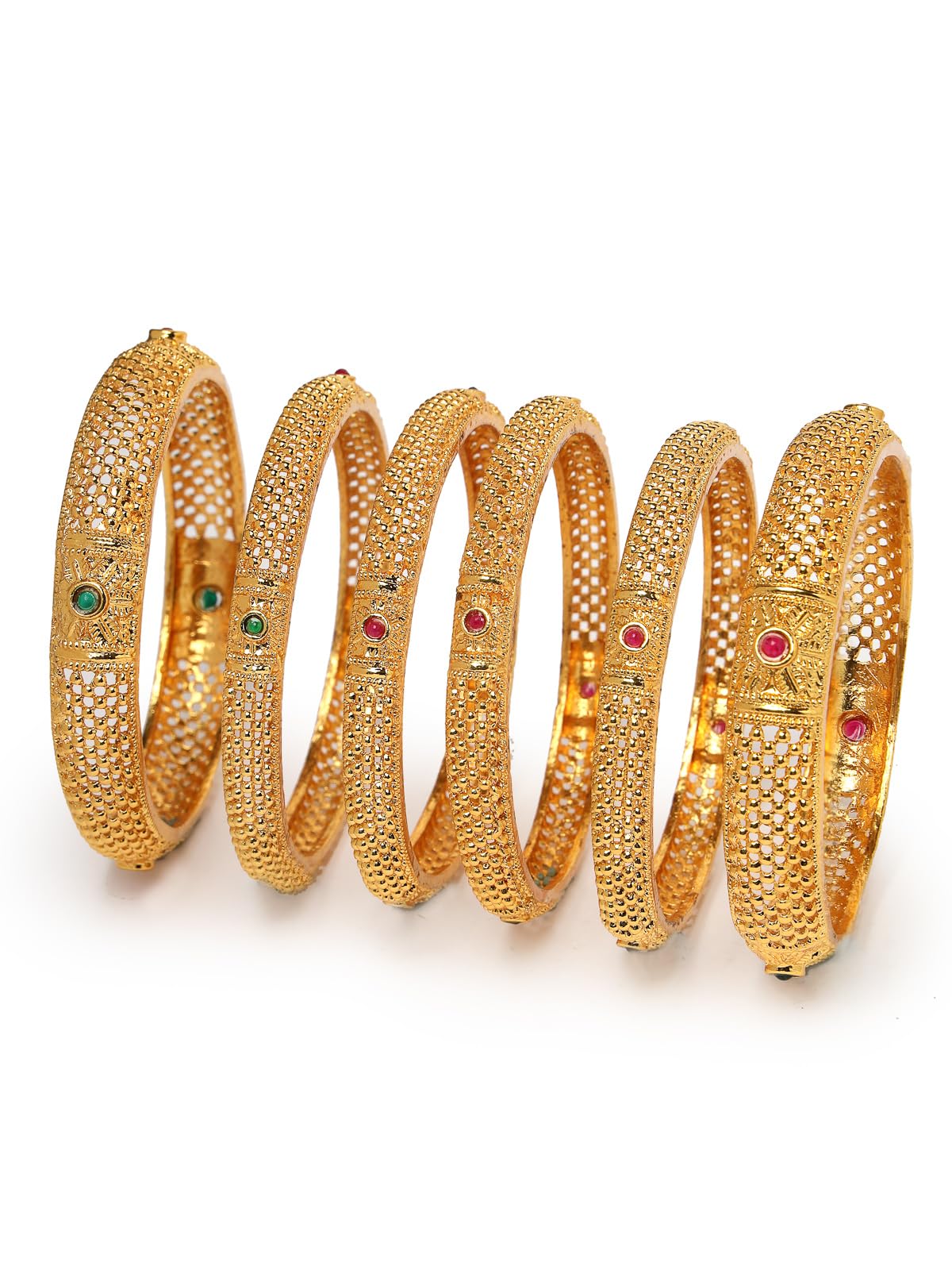 Sukkhi Indian Bridal Stylish Gold Plated Red And Green Bracelet Bangle Set Jewellery for Women & Girls | Set of 6 | Birthday Anniversary Gift for Women|B105889 (B0CPPBMT6P) Amazon Price History, Amazon Price Tracker