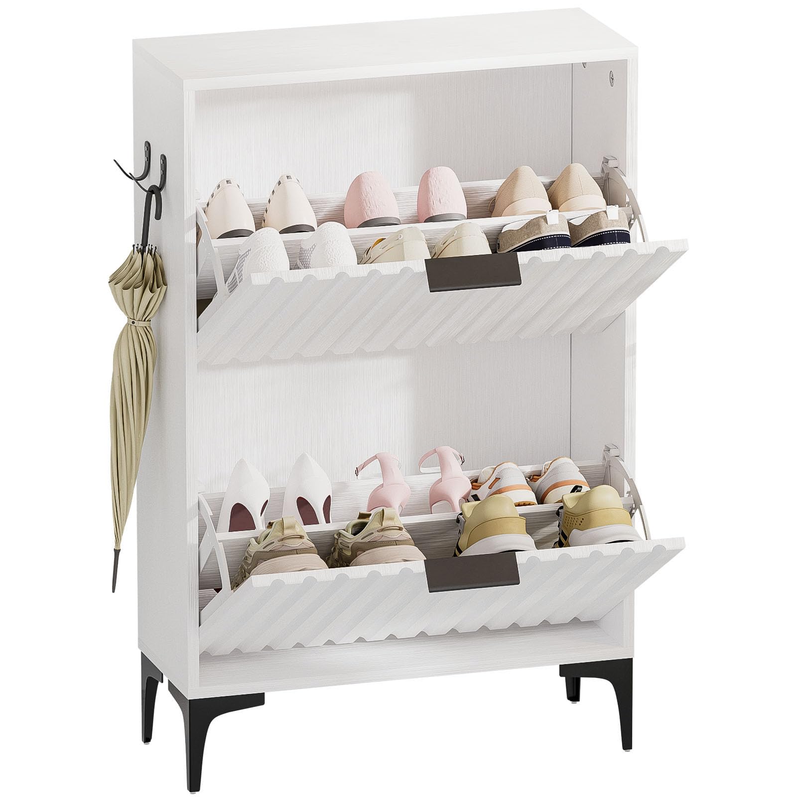 Armoire à chaussures gain de place avec compartiments réglables et crochets
