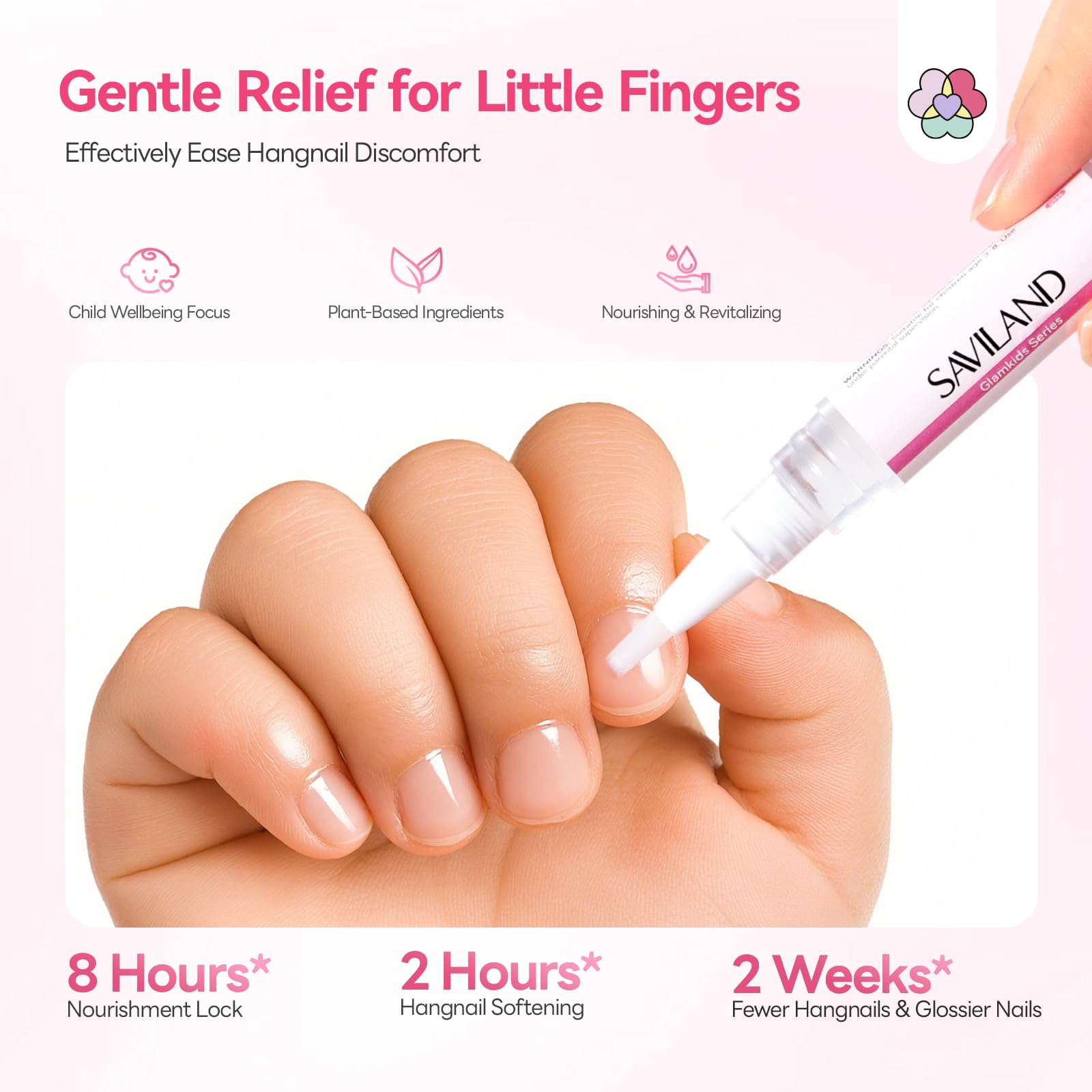 SAVILAND Cuticle Oil Pen Plant-Based Nail Care for Aged 3-8, 8-Hour Nourishment, Softens Hangnails in 2 Hours, Gentle Pure Formula - Image 2