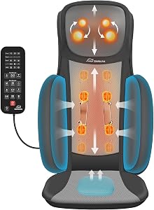 Snailax Shiatsu Neck and Back Massager with Heat, Adjustable-Height Neck Massager Rollers Massage Chiar with Vibration, Chair Seat Massager for Home, Office, Gifts for Men