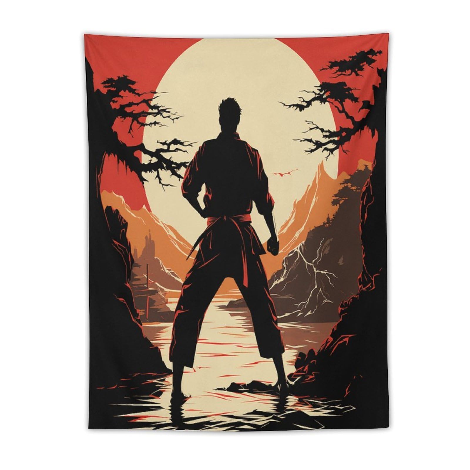 MUSM Karate Men Tapestry with Installation Kit Personalized Wall Tapestry Aesthetic Tapestries Backdrop Banner Wall Art Hanging Decor for Home Picnic Beach Blanket 30"x40"