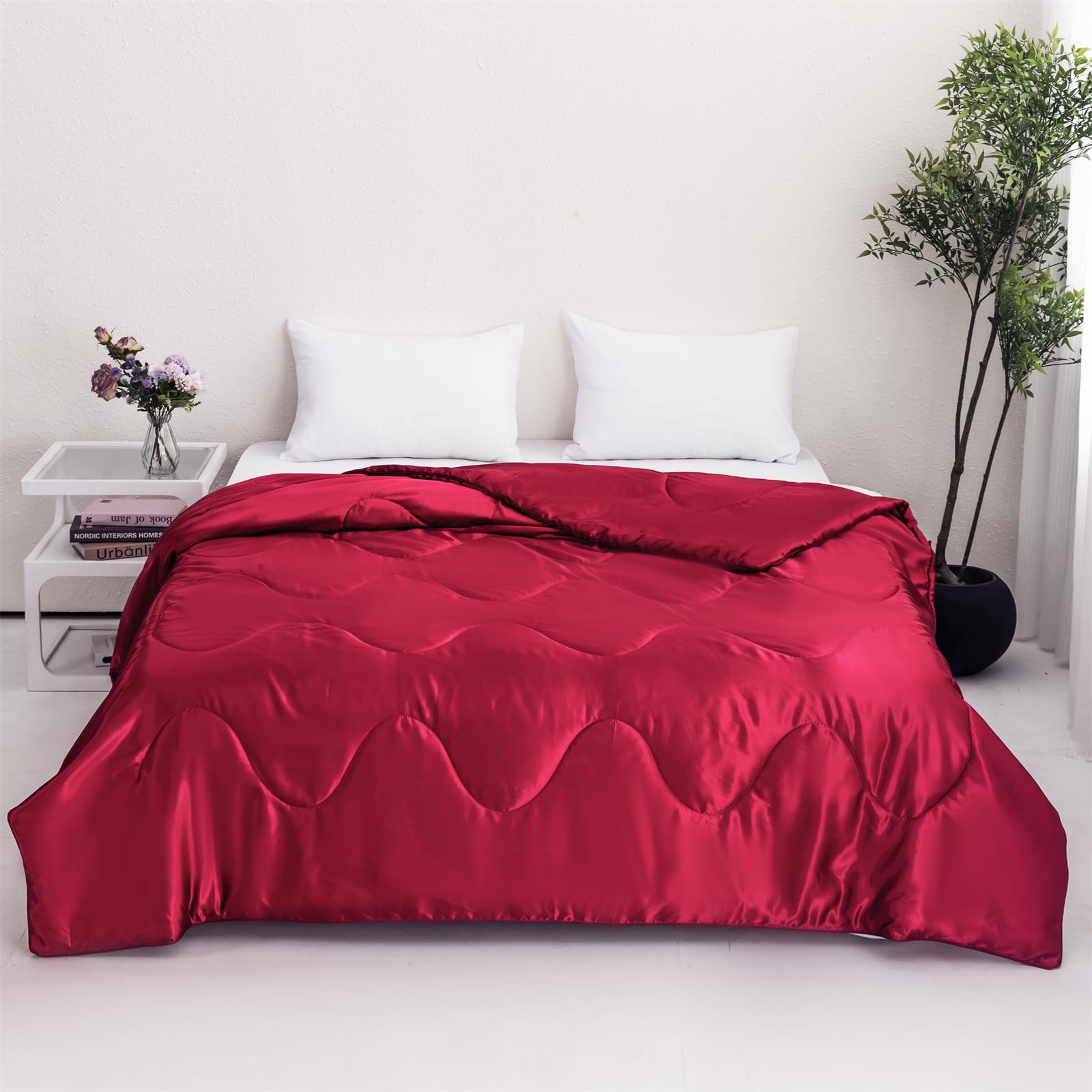 Couette Légère Rouge anti-transpiration en satin doux