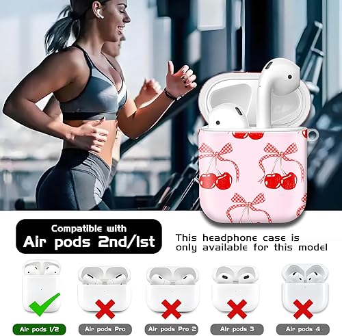 Miniatura 6 de Compatible con AirPods de 2 generación de 1 generación, bonita funda rígida con llavero dorado, funda protectora de TPU suave a prueba de golpes