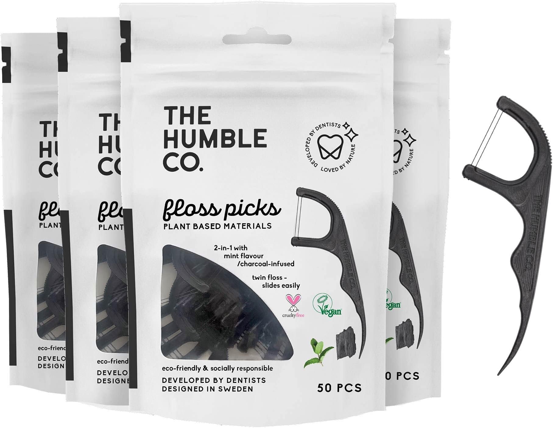 The Humble Co. Floss Picks (200 Count) Plant Based