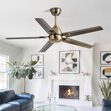 Industrial Ceiling Fan No Light Indoor Quiet Ceiling Fans With Remote Control 6 Speeds, DC Motor Ceiling Fan Without Light For Bedroom Living Room Restaurant Patio