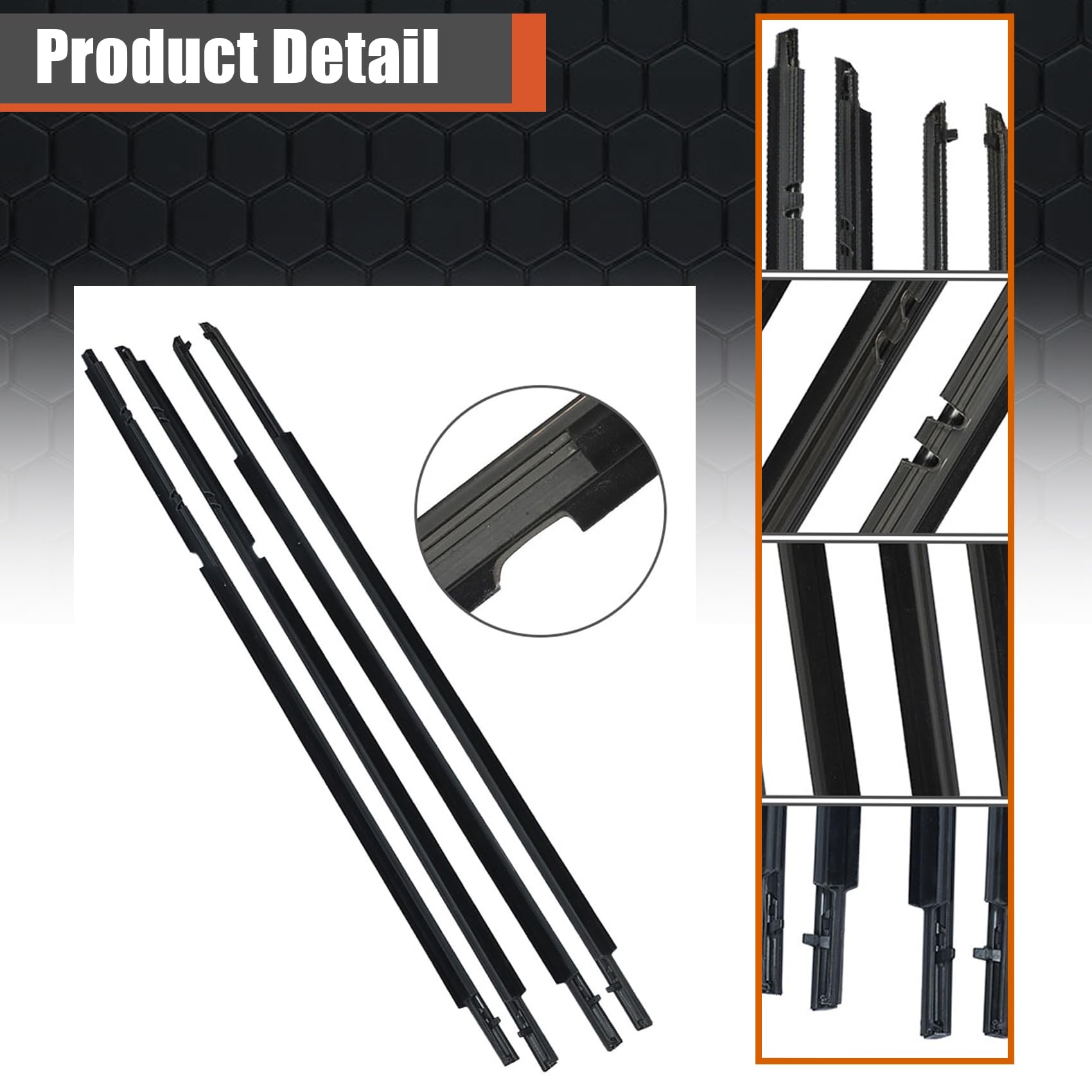 4PCS Car Window Exterior Trim Strips Chrome Seal Weatherstrips Fit For Toyota Camry 2007-2011