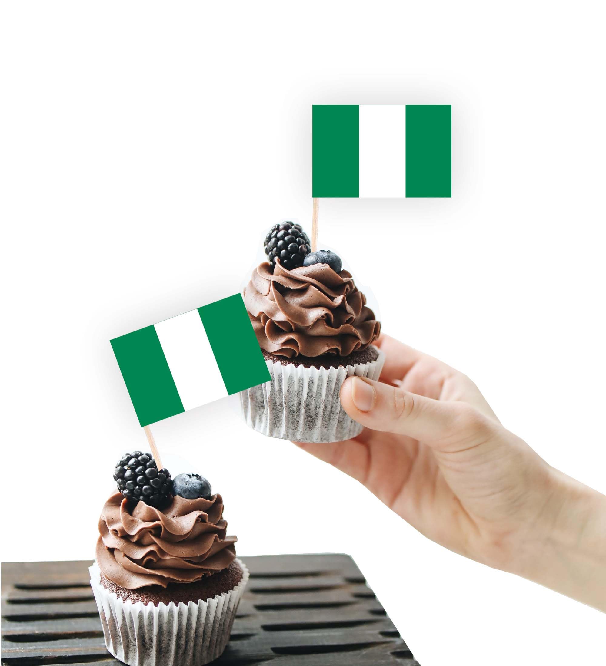 100PCS Nigeria Flag Cake Topper,Nigerian Cupcake Stand For Party Decoration Supplies — image 1
