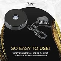 Vista 4 de ASENTE Pedestal de 5 luces LED, base redonda de laca negra para vidrio artístico 3D, decoración de habitaciones, piedras preciosas y cristales