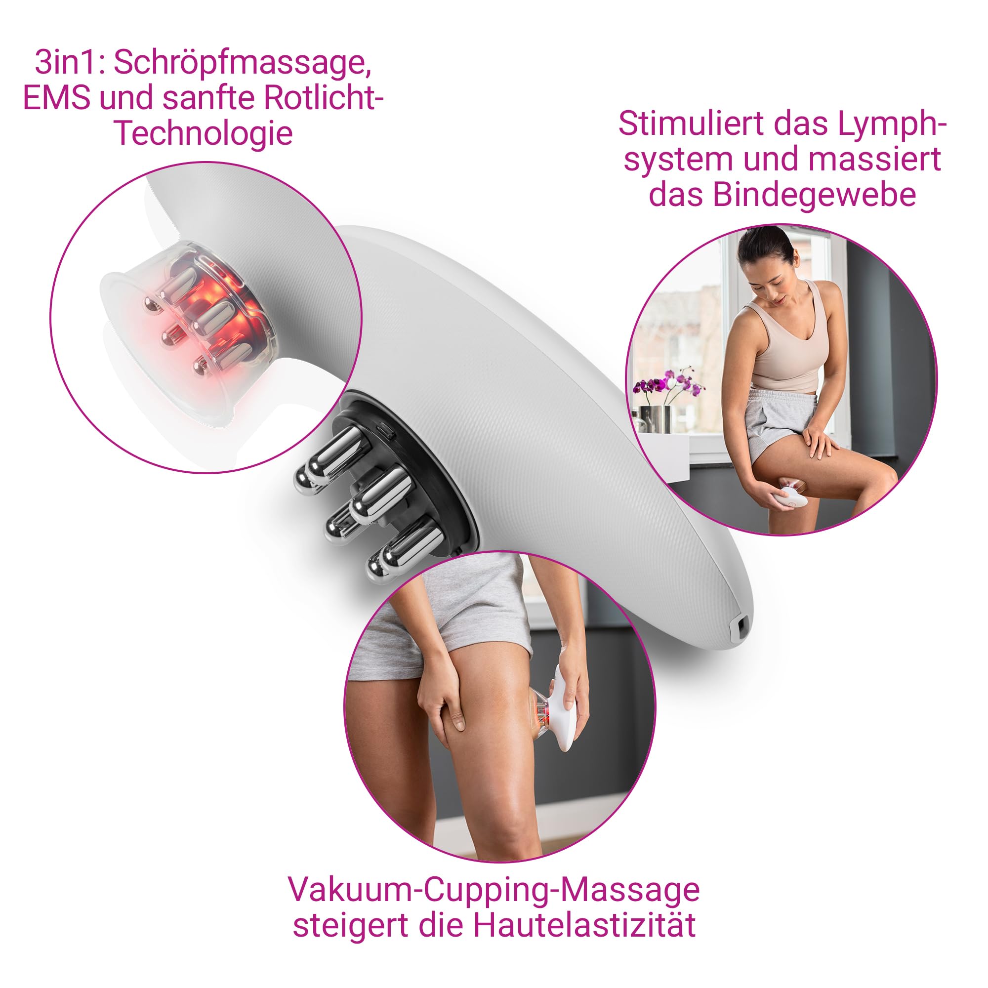 medisana VC 150 Schröpfmassagegerät für straffere Haut, Schröpfgerät mit Vakuum Massage, EMS und Rotlicht, Anti Cellulite Massagegerät für Bauch, Beine, Po und Faszien, Lymphdrainage