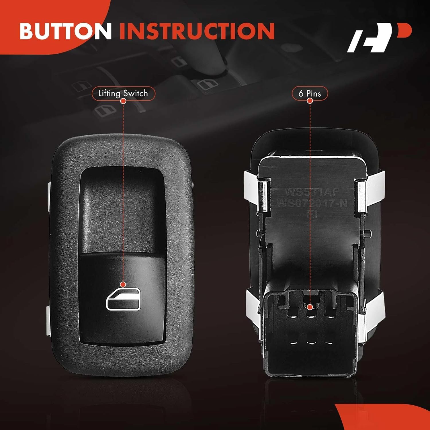 A-Premium 2-PCS Power Window Switch Compatible with Jeep Liberty 2008-2012 & Dodge Nitro 2007-2011, Journey 2009-2010, Grand Caravan 2008-2009 & Chrysler Town & Country, Rear Side, Replace# 4602531AF