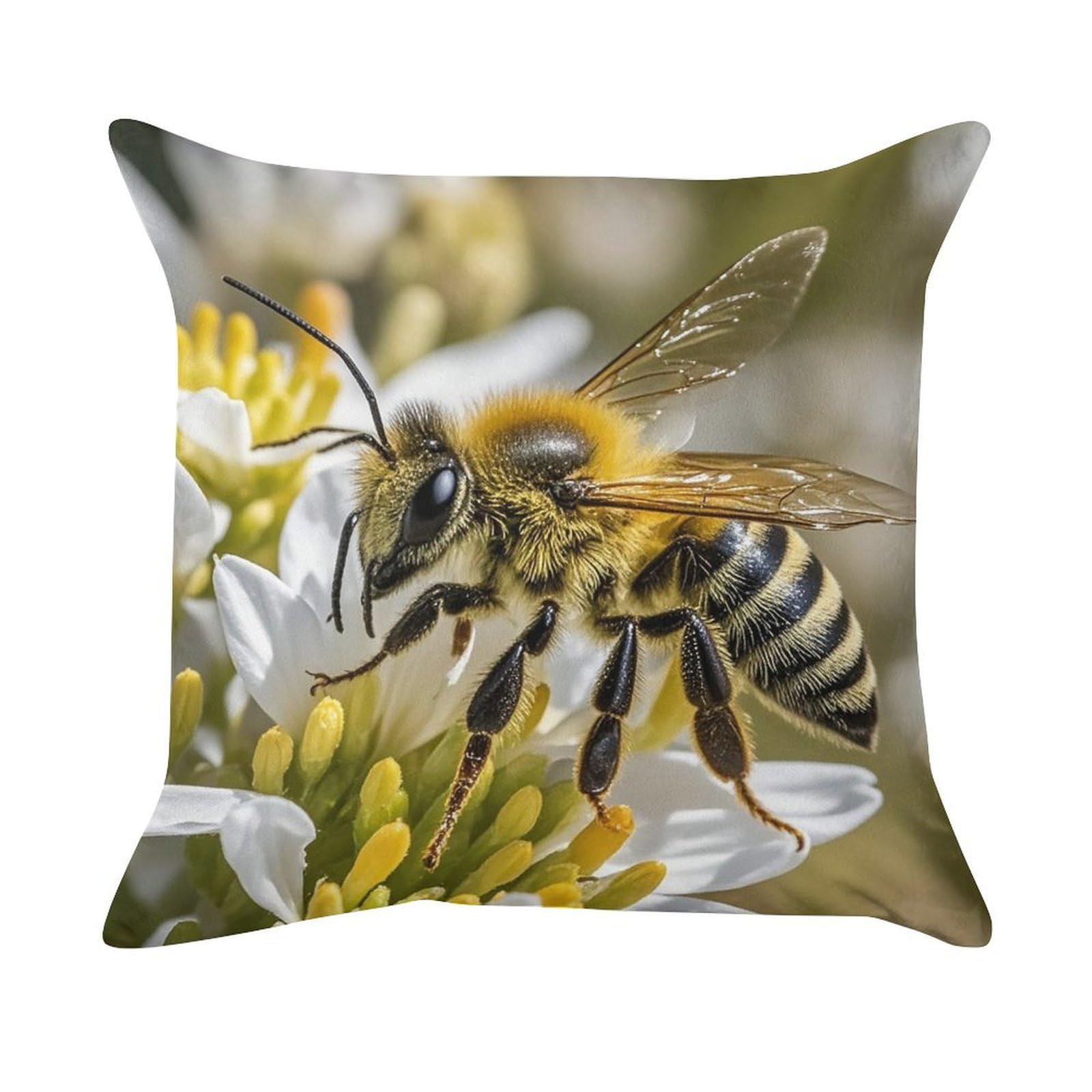 FekiLoot Honey Bee Pillow Covers Luxury Velvet Square Pillowcases Throw Pillows Case with Invisible Zipper Decorative Velvet Cushion Covers Ultra Soft Lumbar Pillow Shells