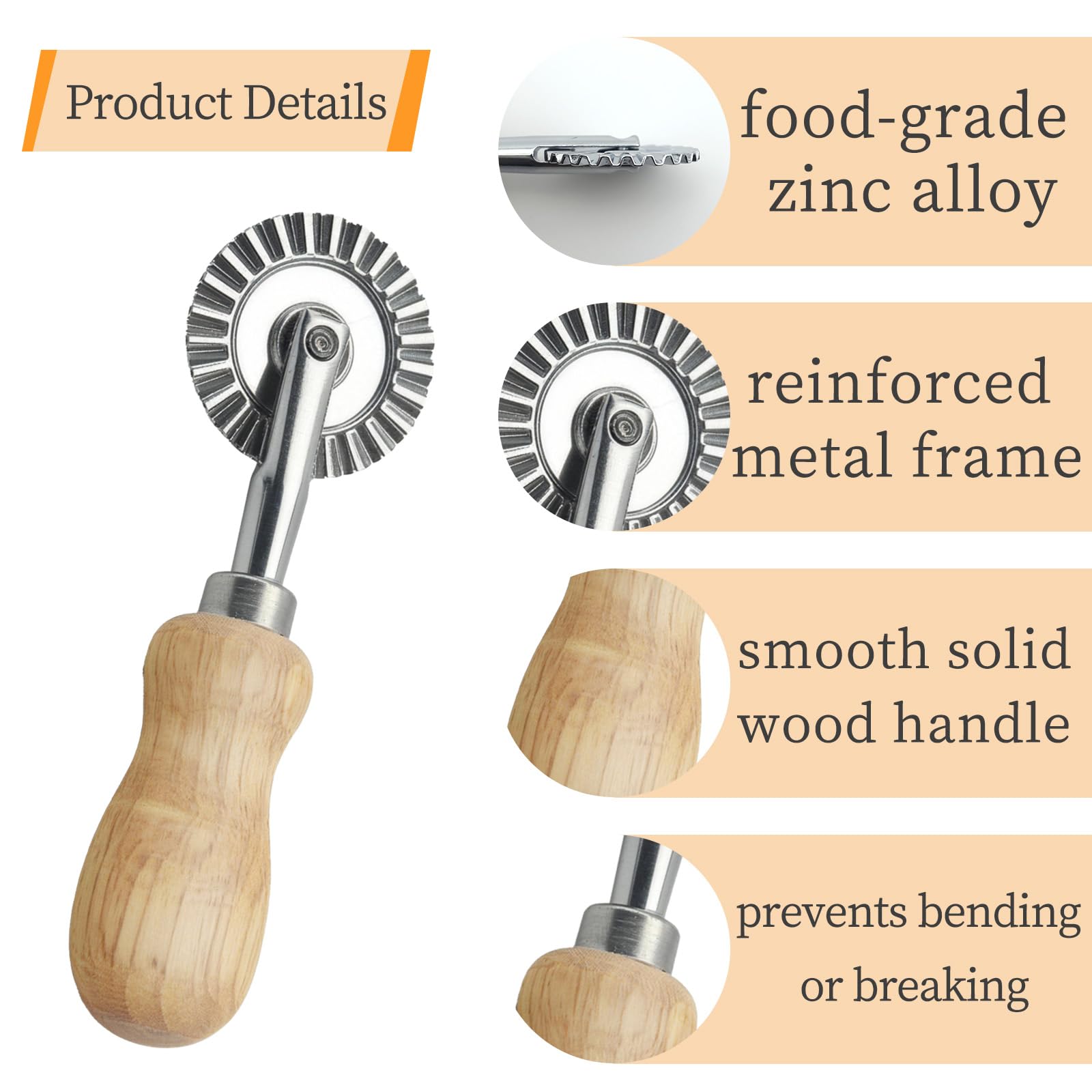 Fluted Pastry Wheel Cutter - Make Ravioli & Pie Crusts -3