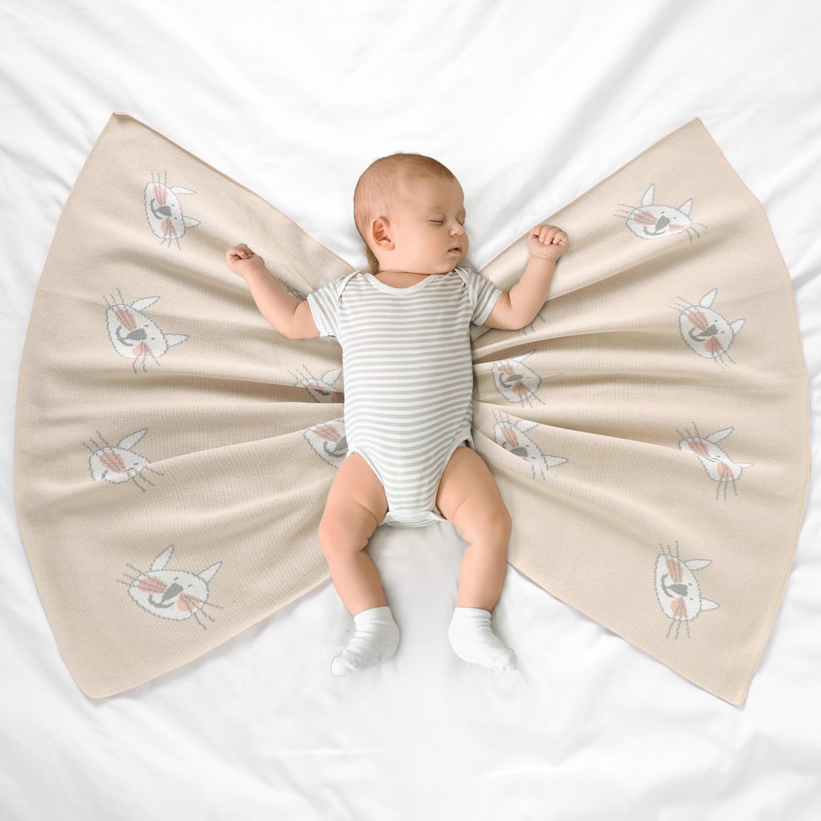 Hadetoto Baby Blanket for Newborn Soft Cozy Knitted Cotton Blankets Baby Essentials Gifts for Newborn Girl Boy 100 x 80cm - Image 3
