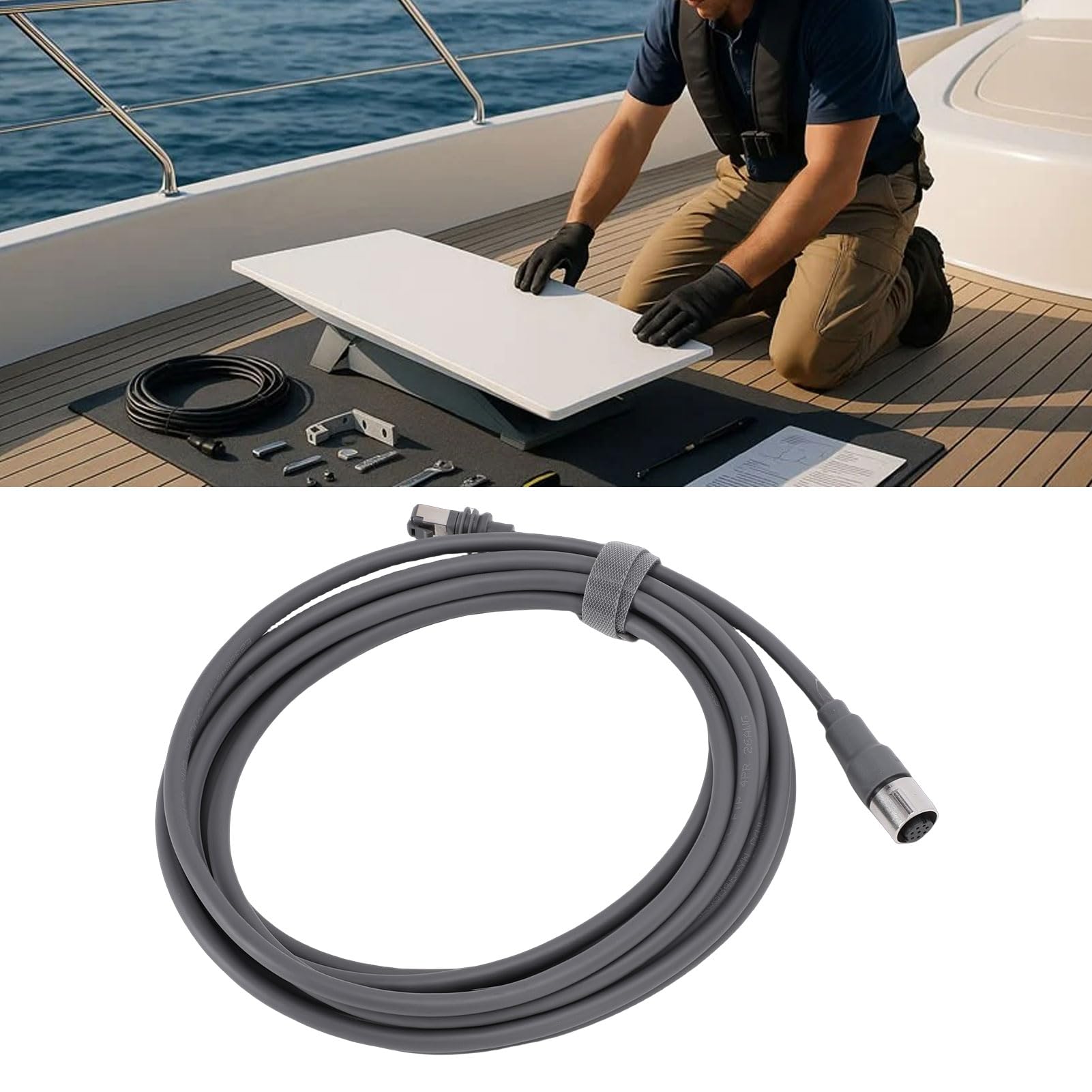 Yosoo Health Gear Przedłużacz Antenowy 50M 164FT, Kabel Połączeniowy Anteny z Miedzianej 23AWG, wodoodporność IP68 Łatwa Instalacja Stabilny sygnał dla Anteny Talerzowej o Wysokiej Wydajności Gen 3
