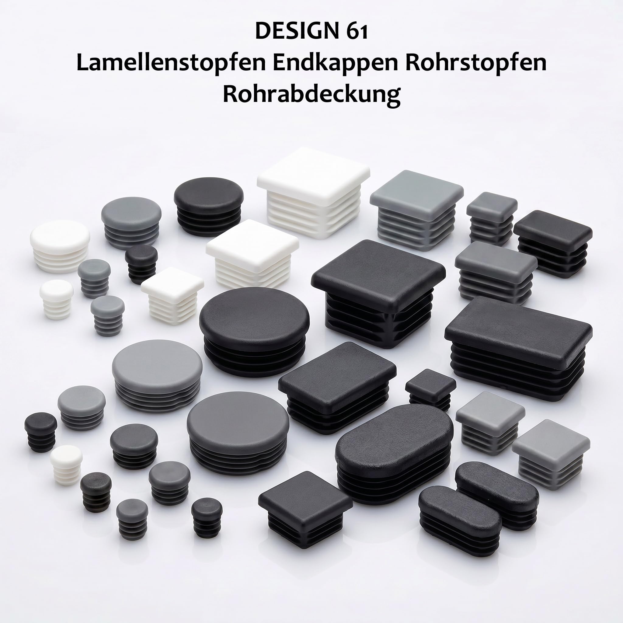 10 tappi a lamelle quadrati, 30 x 30 mm, con lamelle per dimensioni interne 20-25 mm, colore grigio