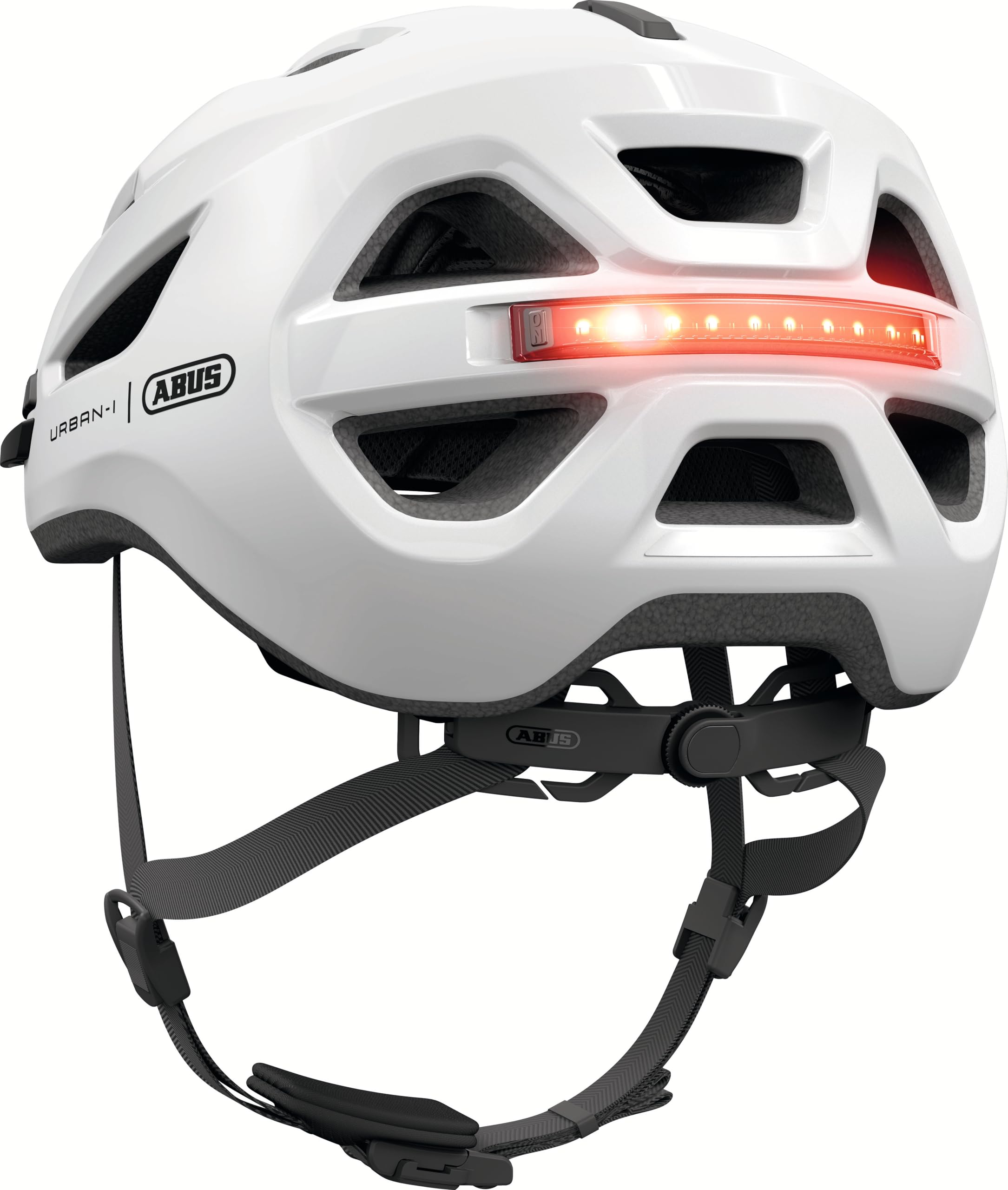 ABUS Urban-I 4.0 - Casco de Bicicleta con luz Trasera Recargable, 2 Modos de luz, Paraguas, Apertura de Trenza y Cierre magnético, para jóvenes, Mujeres y Hombres