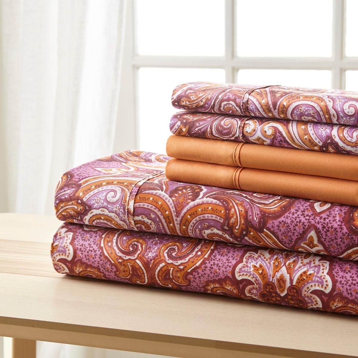 Spirit Linen home SL EST. 1988 - Queen Sheets, Super Soft Traditional Home Microfiber Bedding Set, Lightweight Home Decor & Ideal for All Seasons, Queen, Green/Brown Leaves