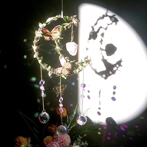 Miniatura 2 de Atrapasoles - Atrapasoles de cristal de luna de amatista para colgar en la ventana, dijes de buena suerte, regalos para mujeres, Navidad, Acción de