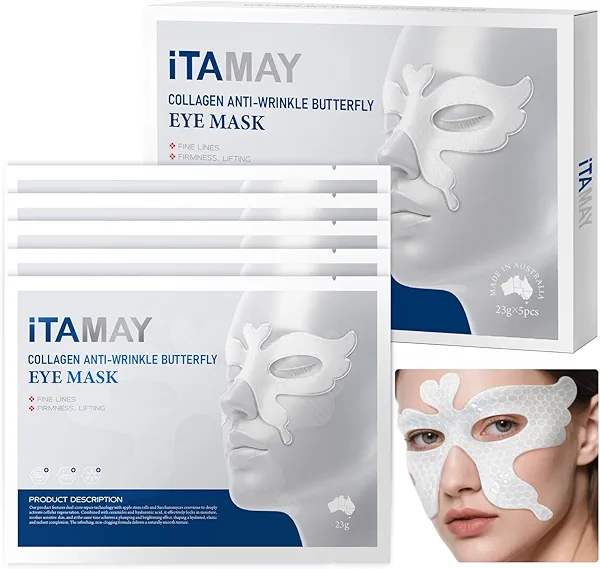New Collagen Anti-Wrinkle Eye Mask & Smile Line Patches for Puffy Eyes and Dark Circles, Under Eye Patches Skincare for Women and Men, Vegan, Cruelty-Free, Ideal for Gifting