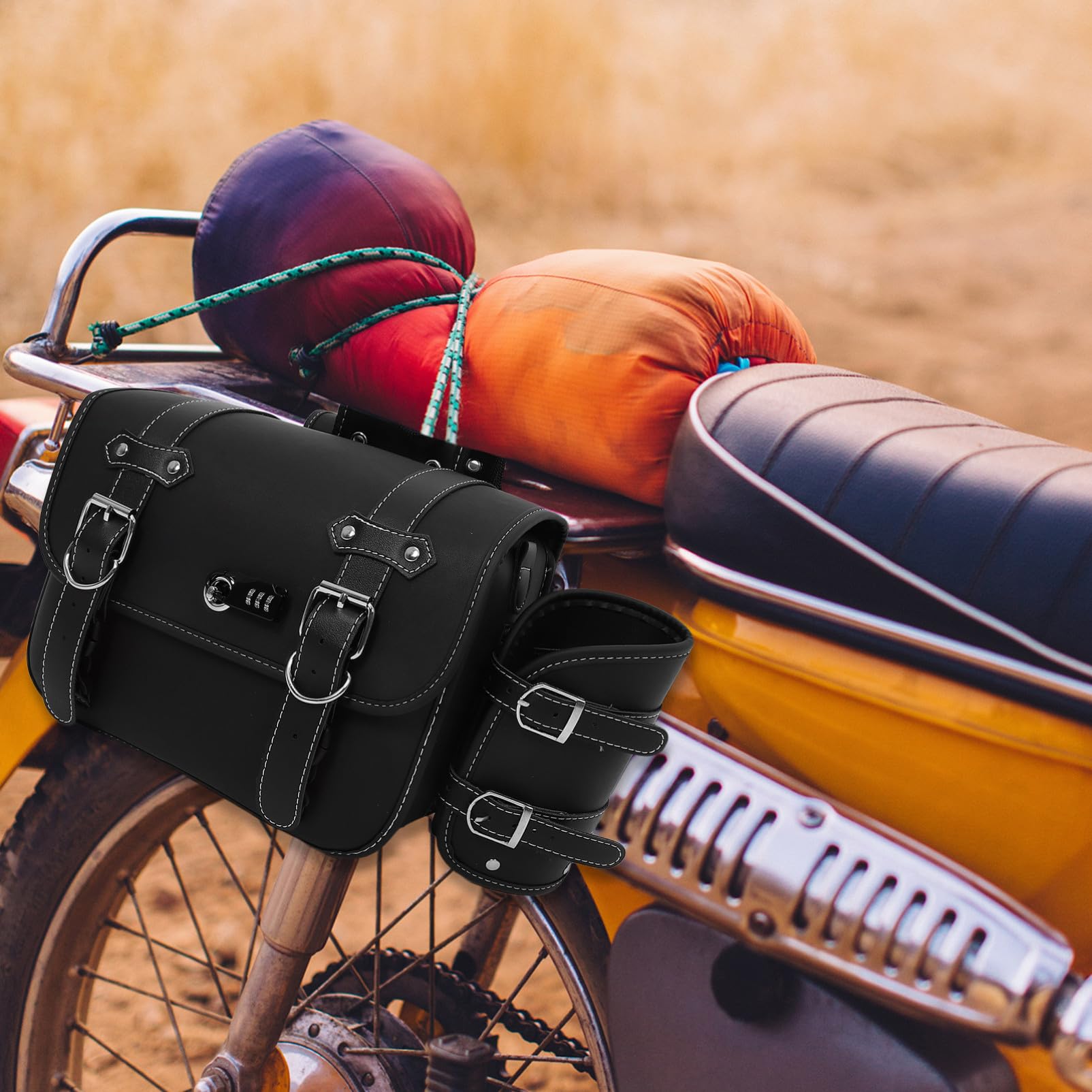 Wodoodpornych Skórzanych Sakw Motocyklowych z Boczne Torby Narzędzia i Bagaż i Trwałe Łatwe Montażu i Demontażu Do Motocykli i Rowerów