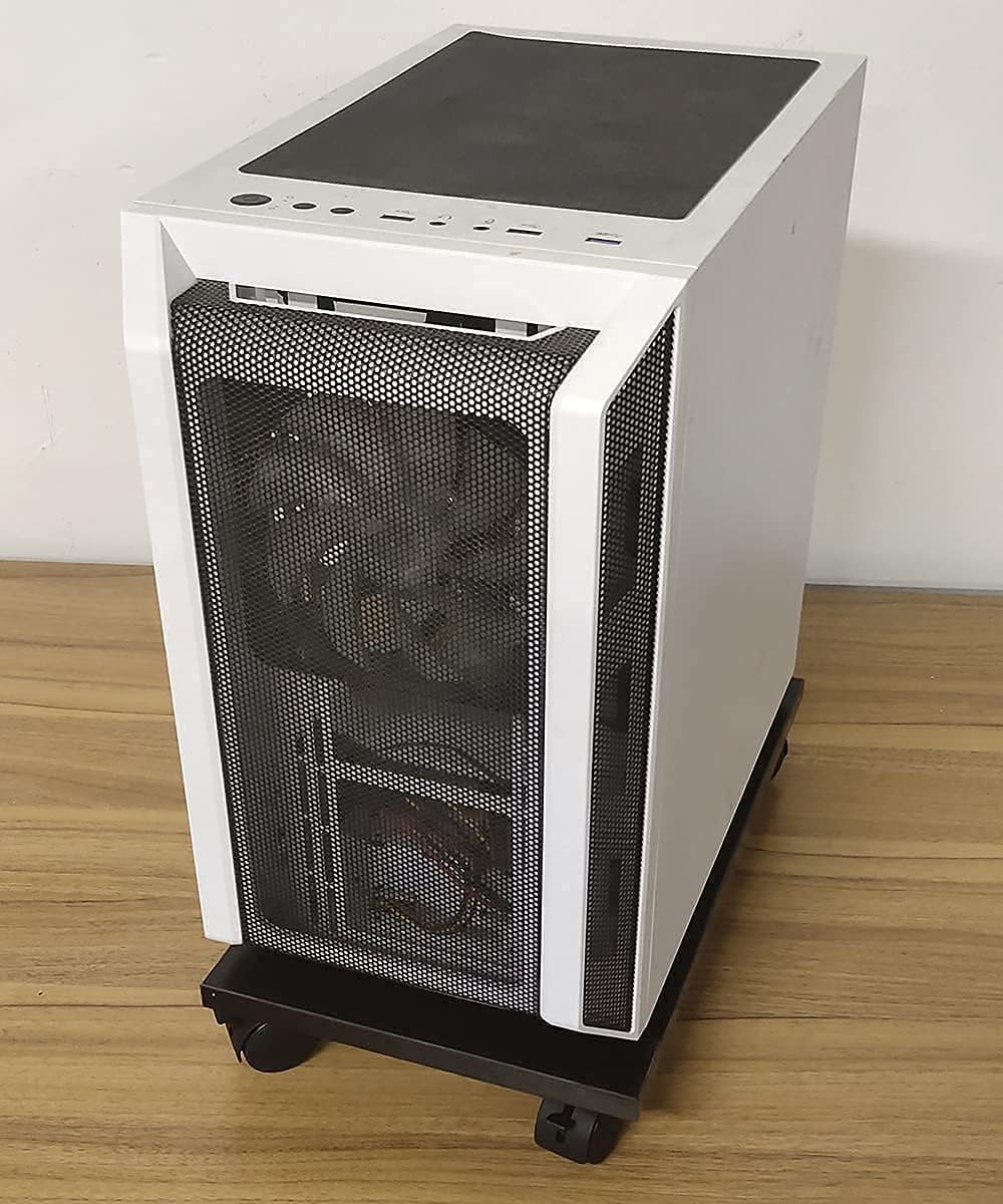 Computer Tower Stand, JACNITAD CPU Stand Cart, Wooden Computer Stand CPU Stand with 4 Casters Wheels Fits, Wooden Computer Tower Cart for Most PC Tower Stands (Black) : Office Products