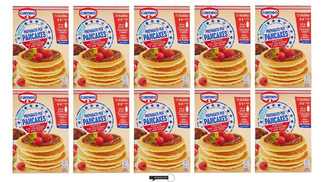 Cameo Pancake-Backmischung, 10er Pack, 250g pro Packung, + keyring italy shop service