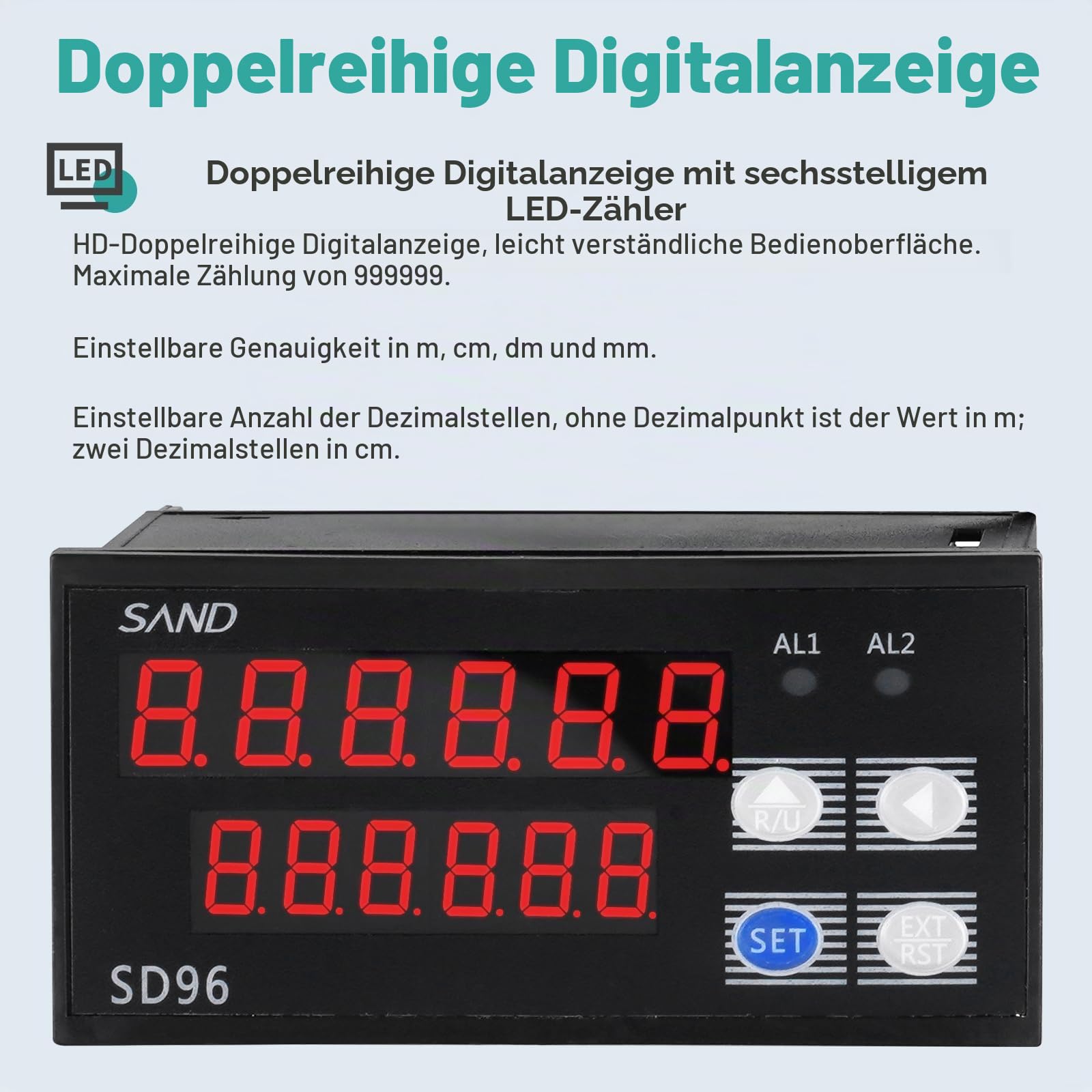 YJINGRUI Längenzähler Meterzähler 6-stelliger Digitaler Längenmesser mit Meterzählrad Längenmesserzähler 0-999999