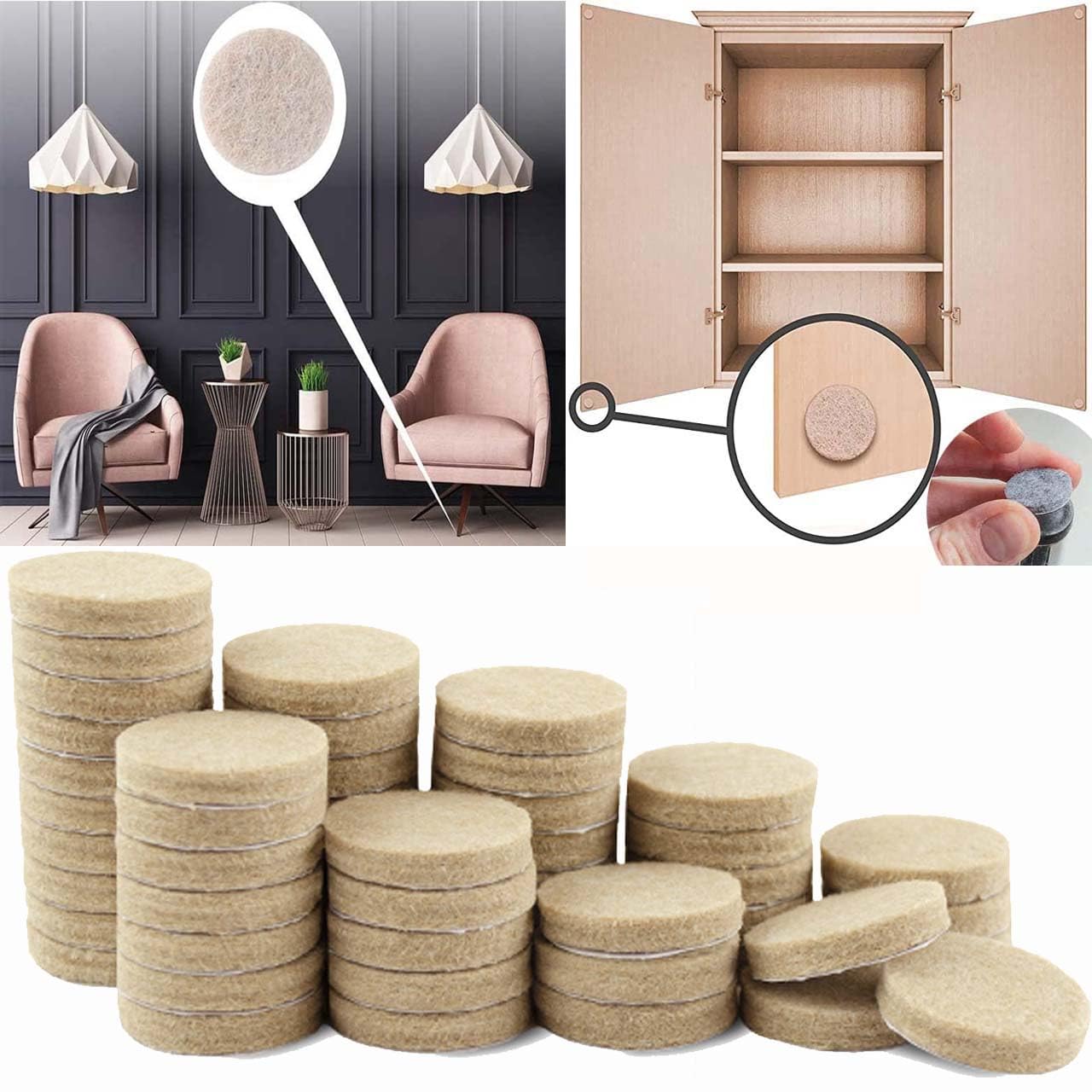 DIY Crafts 2 INCH 125 Pcs, Felt Furniture Pads Floor Protector