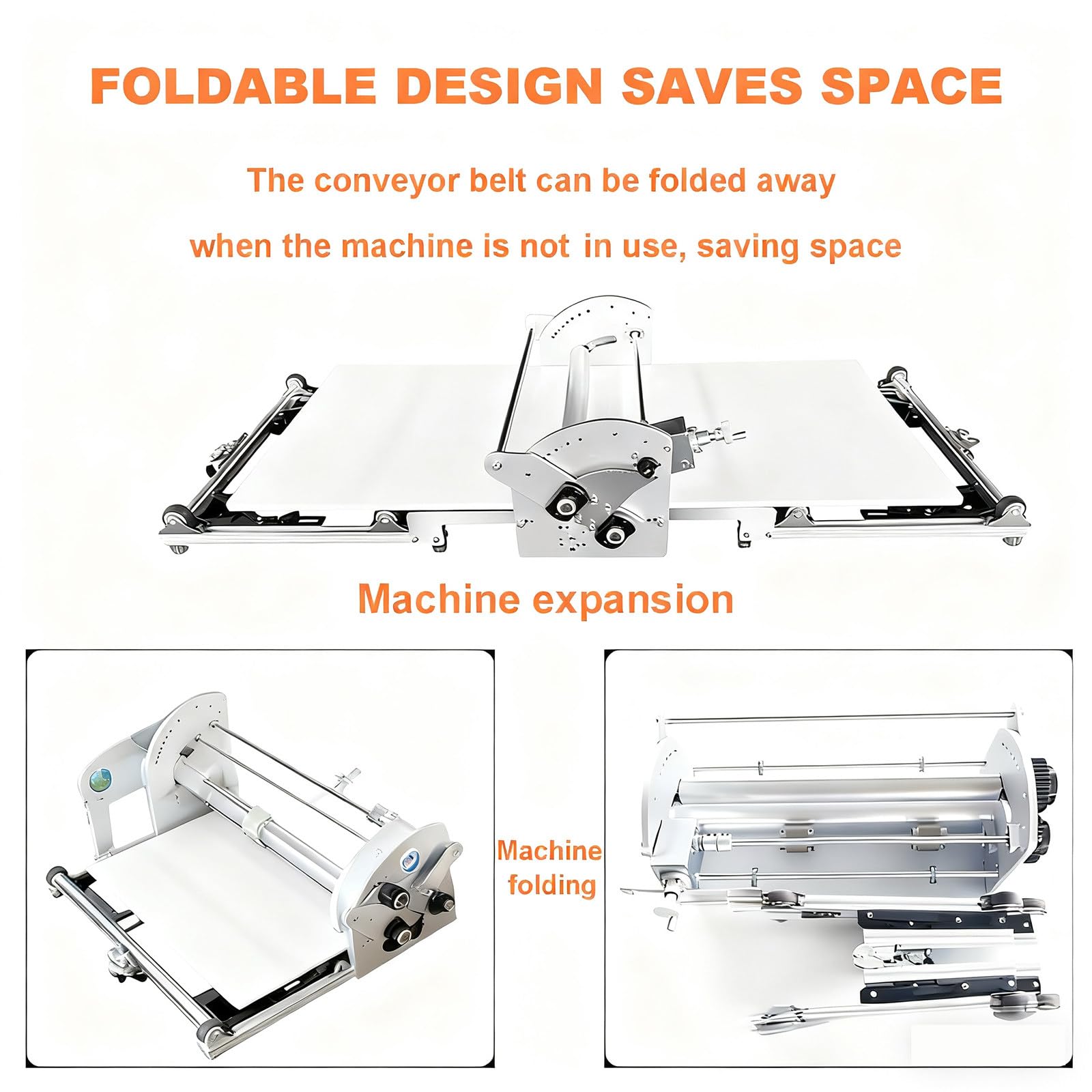 Máquina Laminadora Masa Comercial, Prensadora Masa con Rodillo para Pasta, Laminadora de Masa para Pizza con Cinta Transportadora de 1000 × 450 mm, Equipo de Panadería