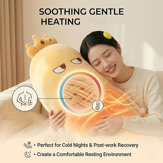 Okya Mango Throw Pillow, Plush Hugging & Patting Pillow with Bluetooth Recording, Gentle Heating Function, Soft Cuddly Cushion for Home Office Gift (Patting-style, L (40.16*10.24*12.99 in))