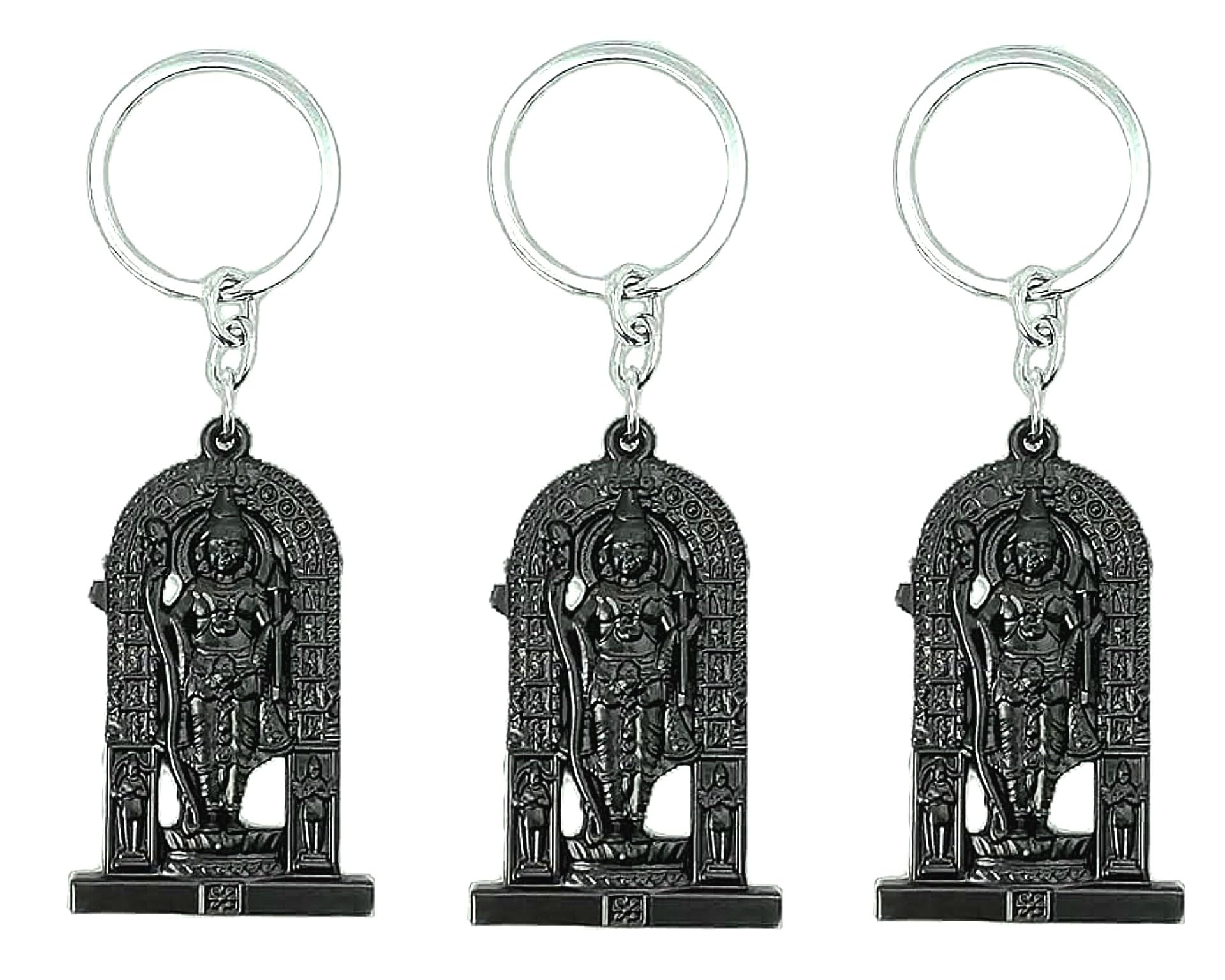 Awadh Jai Shree Ram Double-Sided Metal Keychain - Anti-Rust Keyring for Bike, Car, Home, and Office | Bhagwan Series Collection (pack of 3) | |