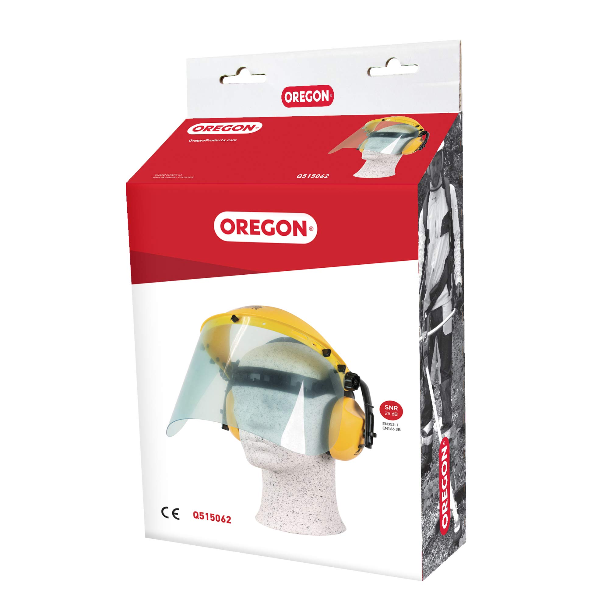 Oregon Browguard, ochrona uszu i przezroczysty wizjer, kombinacja PPE, regulowana ochronna osłona twarzy z redukcją szumów nauszniki przymocowane do osłony głowy, do leśnictwa, ogrodnictwa