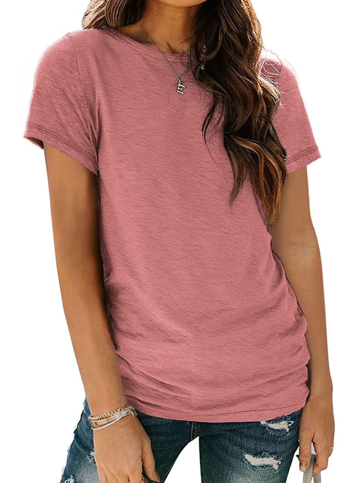 AirMood Maglietta estiva da donna, casual, con scollo rotondo