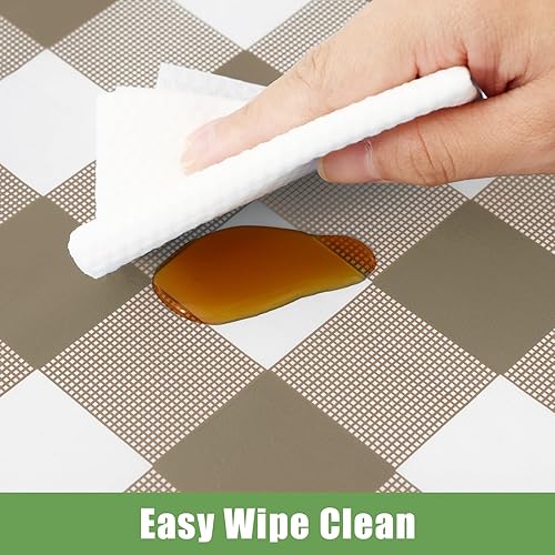 Miniatura 4 de Smiry 3 Pack Khaki Gingham Disposable Tablecloths - 54" x 108" Heavy Duty Plastic Table Cloth, Waterproof Buffalo Plaid Table Covers for Picnic,